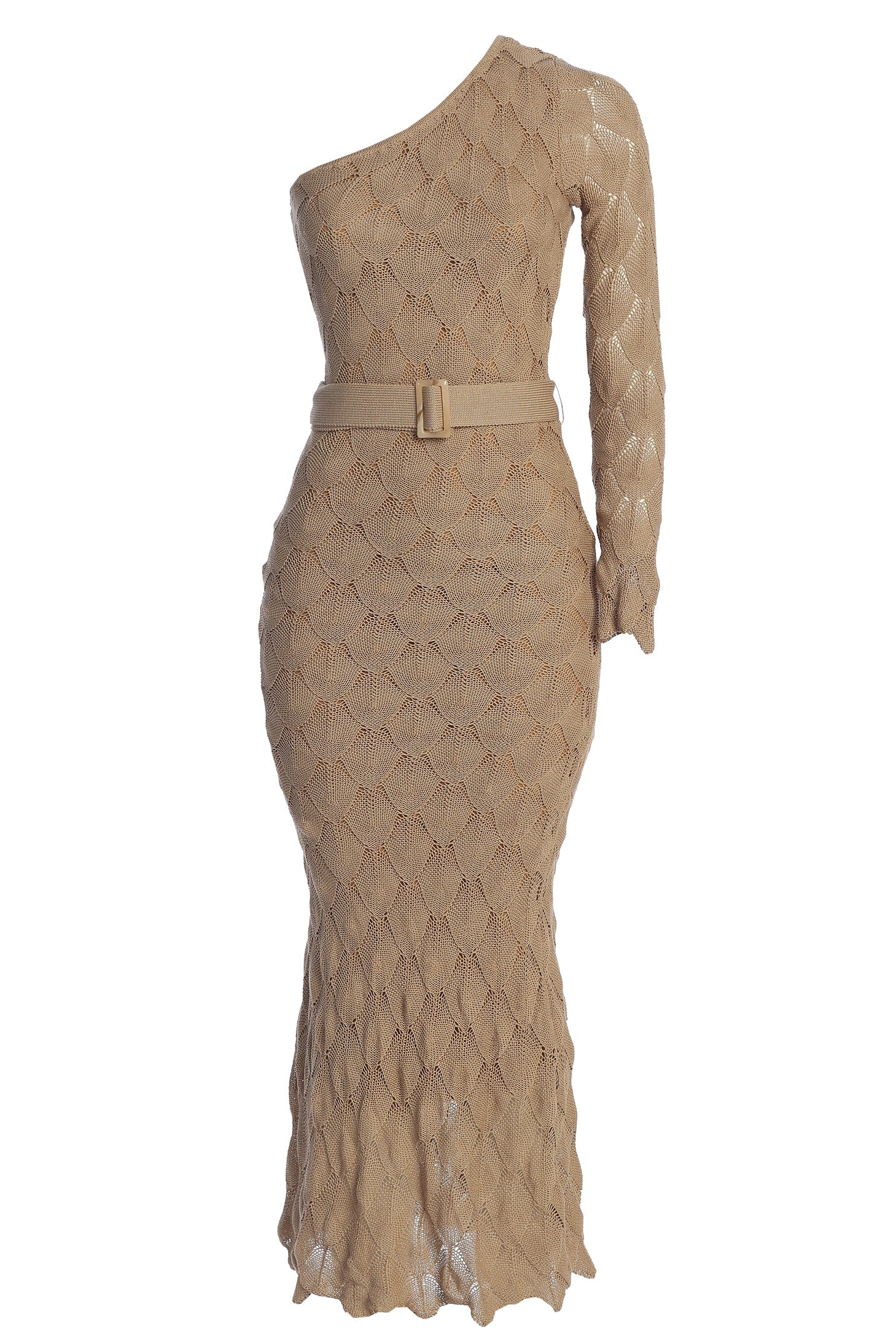Beige La Costa One Shoulder Dress - JLUXLABEL