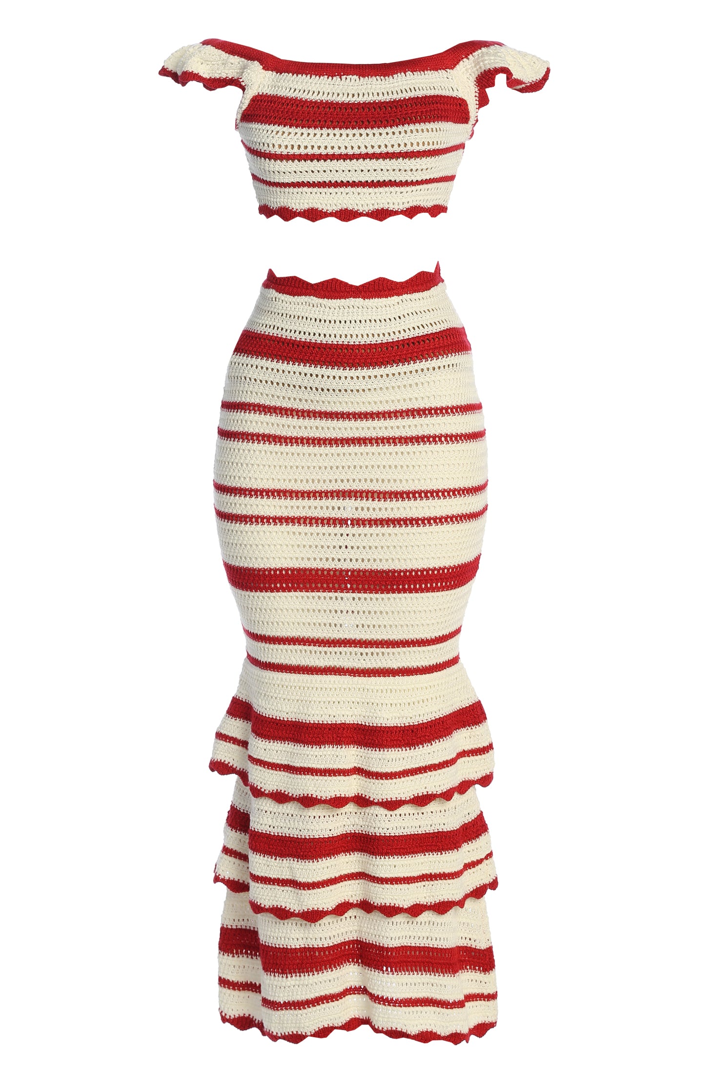 Red Corazon Ruffle Skirt Set - JLUXLABEL