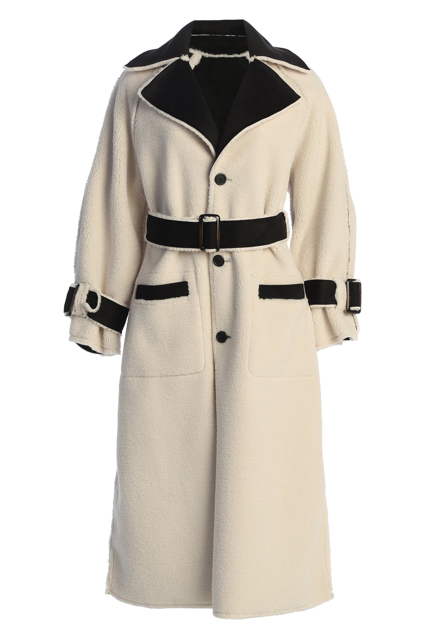 Black Suede And Sherpa Reversible Coat - JLUXLABEL