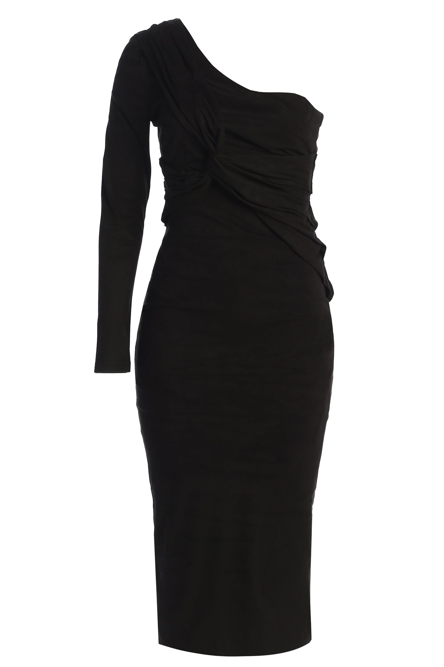 Black Dayanna Suede Midi Dress - JLUXLABEL