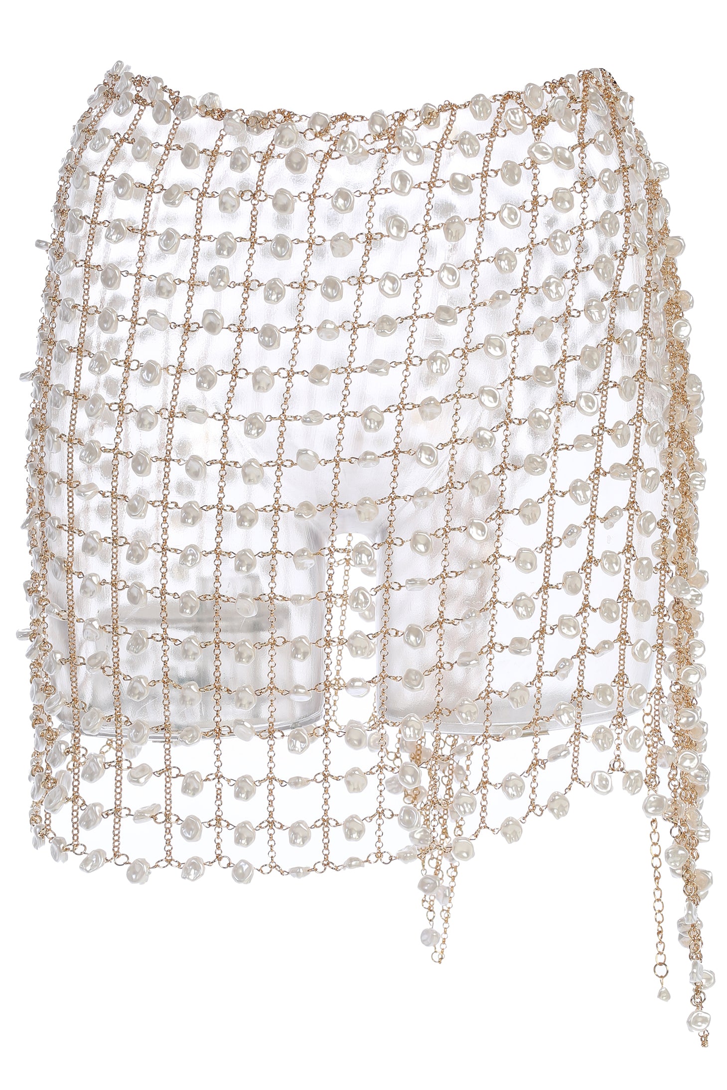 Gold Ocean Oasis Pearl Chainmail Skirt - JLUXLABEL
