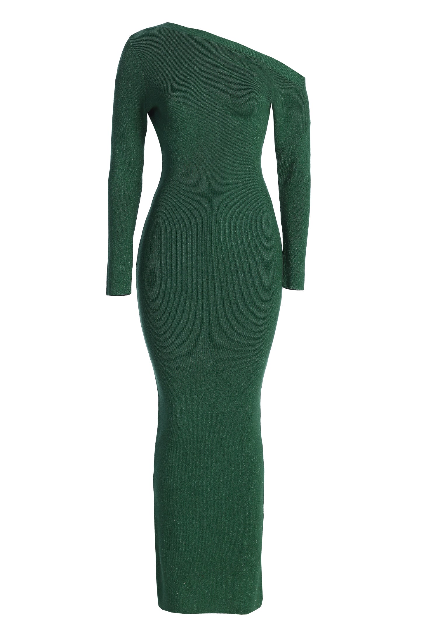 Green Night Shimmers Asymmetrical Midi Dress - JLUXLABEL