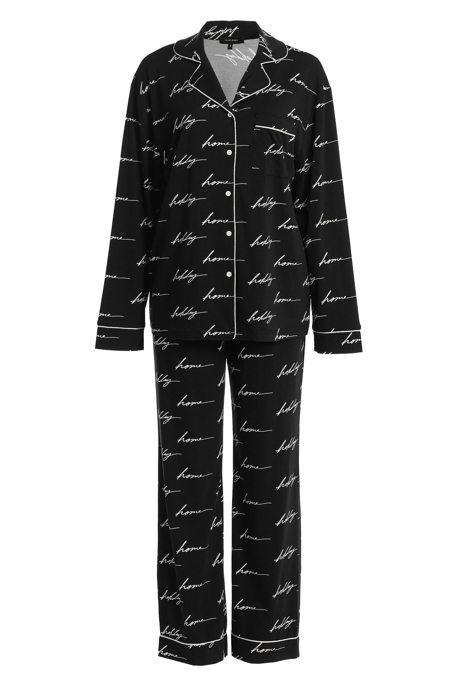 Black Home For The Holidays Adult Pajama Set - JLUXLABEL