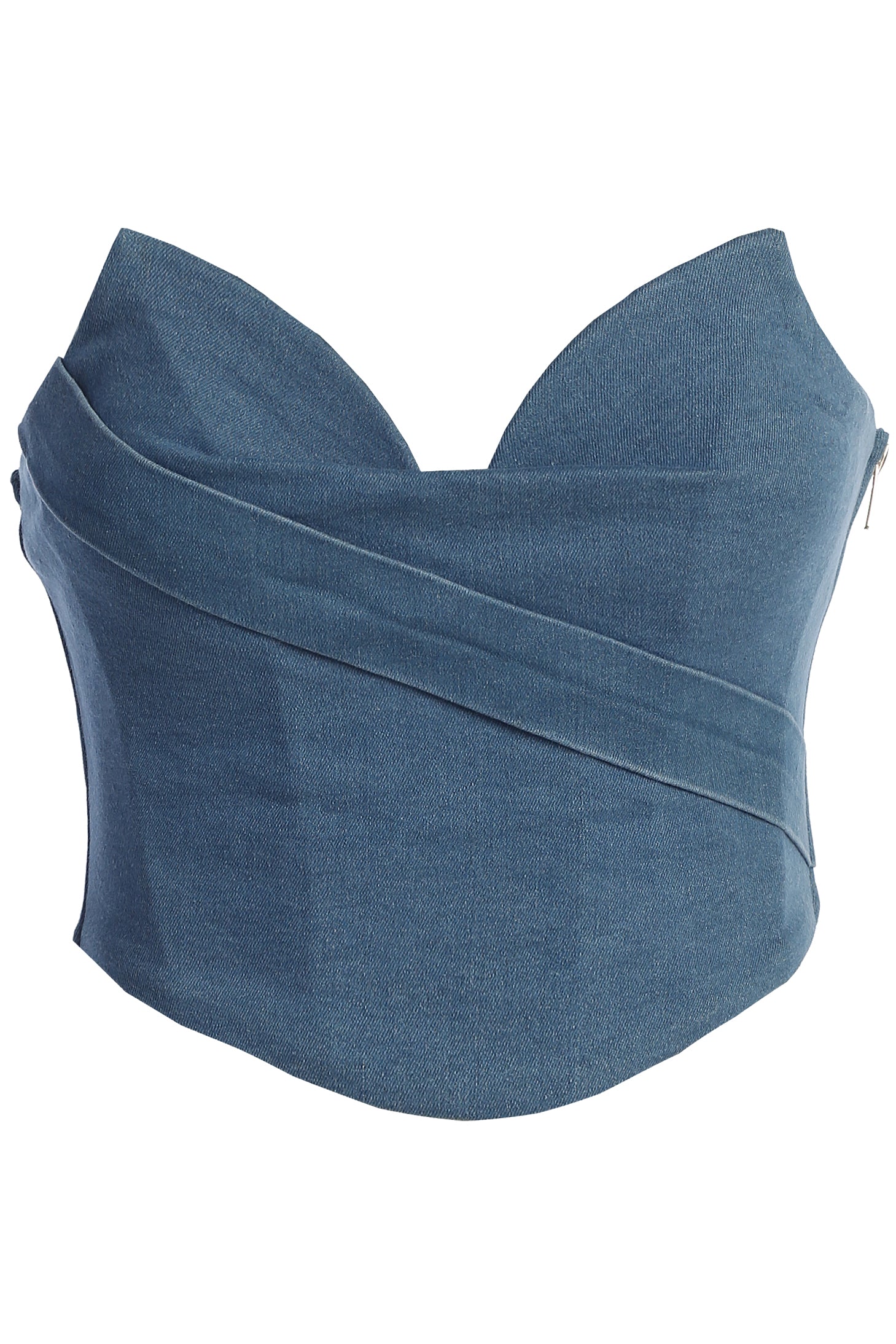Medium Wash Teyana Denim Bustier - JLUXLABEL