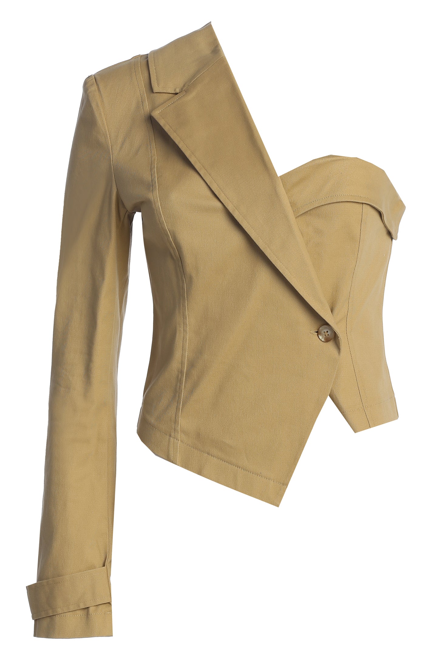 Khaki Amal One Shoulder Top - JLUXLABEL