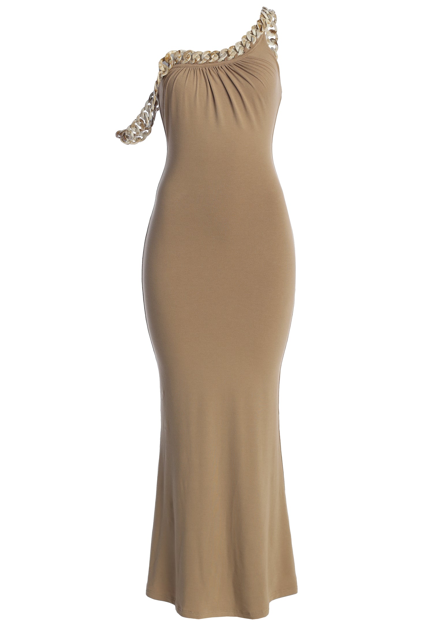 Beige Monette Asymmetric Dress - JLUXLABEL