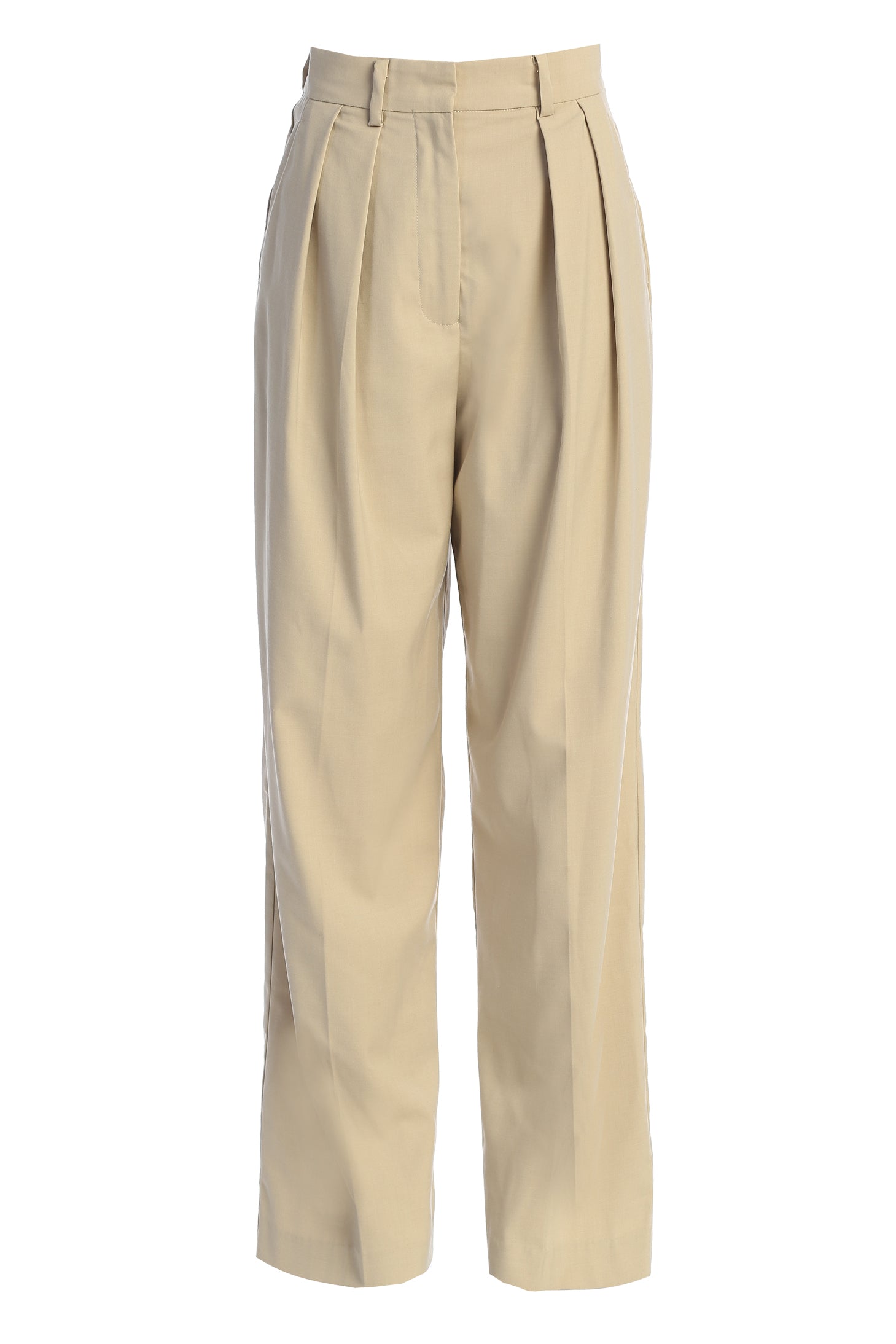Beige Power Hour High Waist Trousers - JLUXLABEL