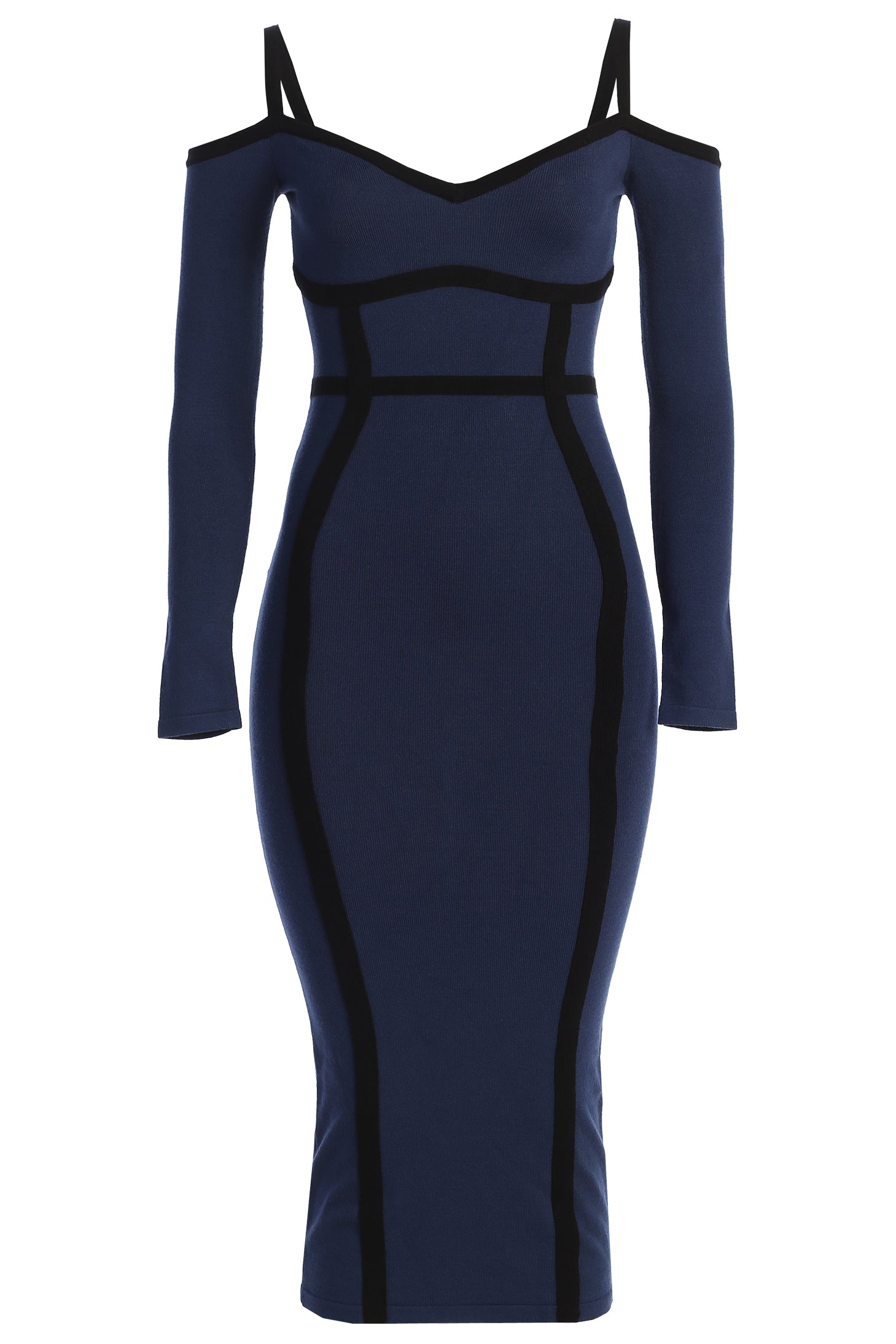 Navy Debora Knit Midi Dress - JLUXLABEL