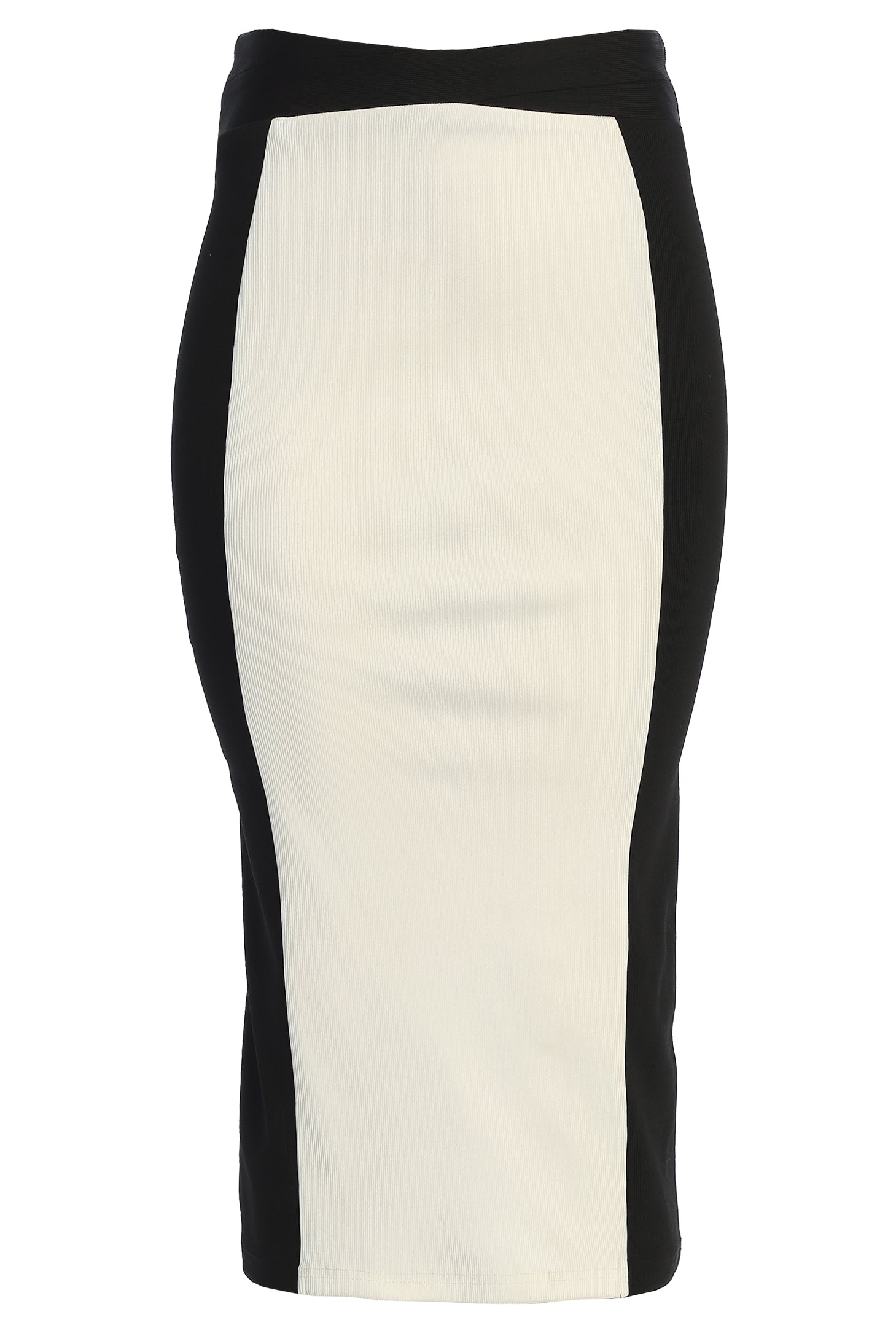 Black/White Celebration Colorblock Midi Skirt - JLUXLABEL