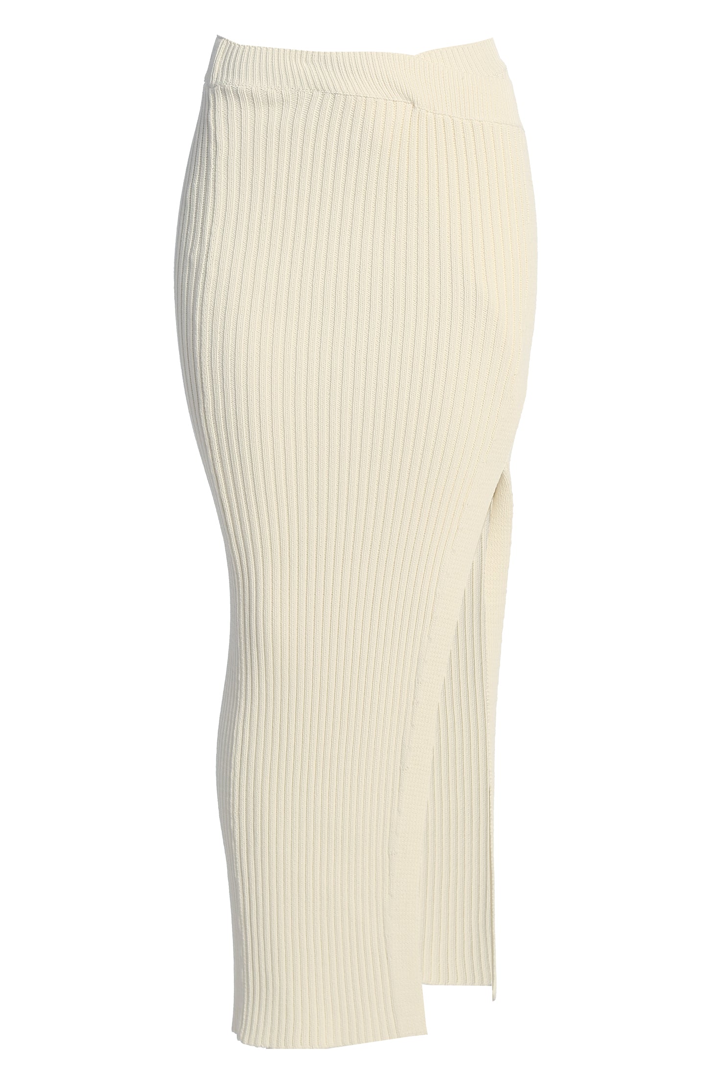 Ivory Hamptons Ribbed Slit Skirt - JLUXLABEL