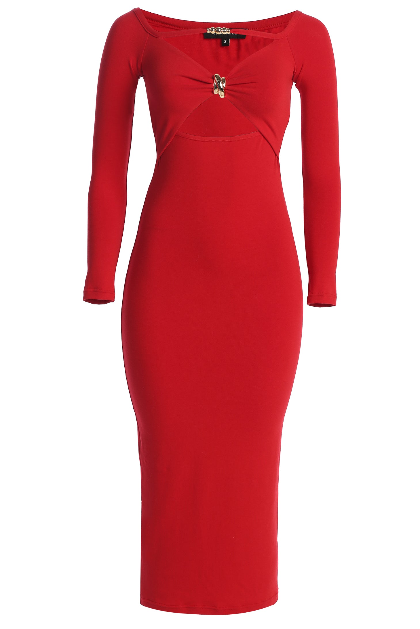 Red Off Shoulder Cutout Dress - JLUXLABEL