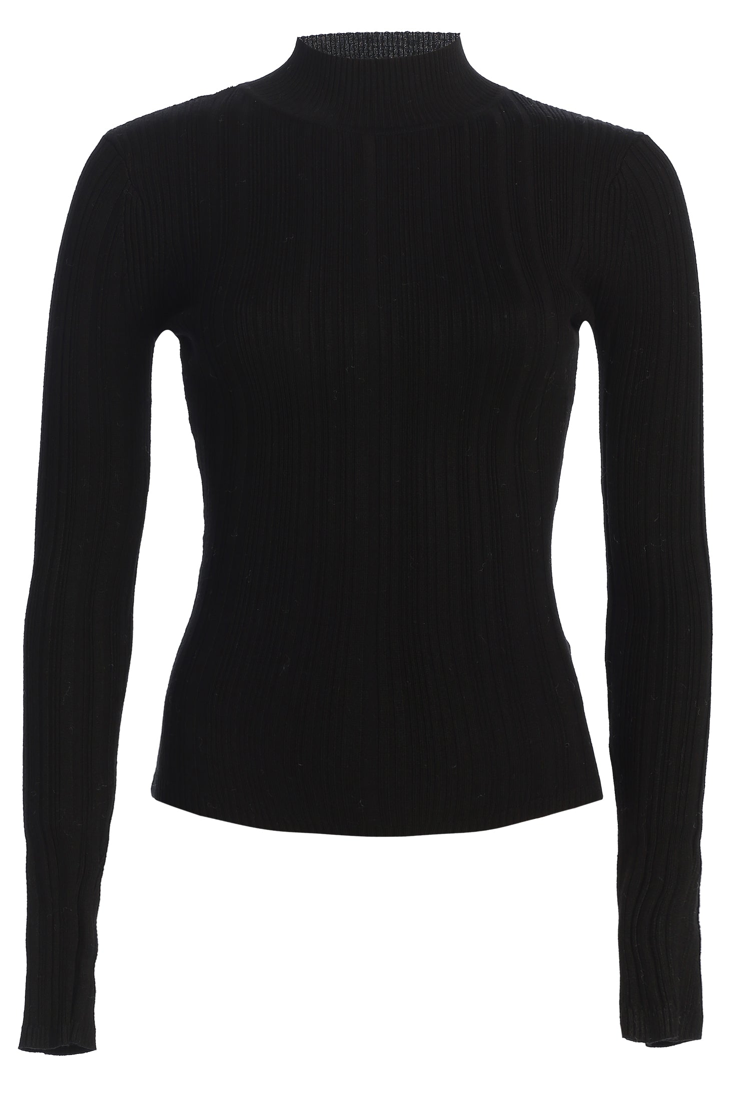 Black Ribbed Mock Neck Top - JLUXLABEL