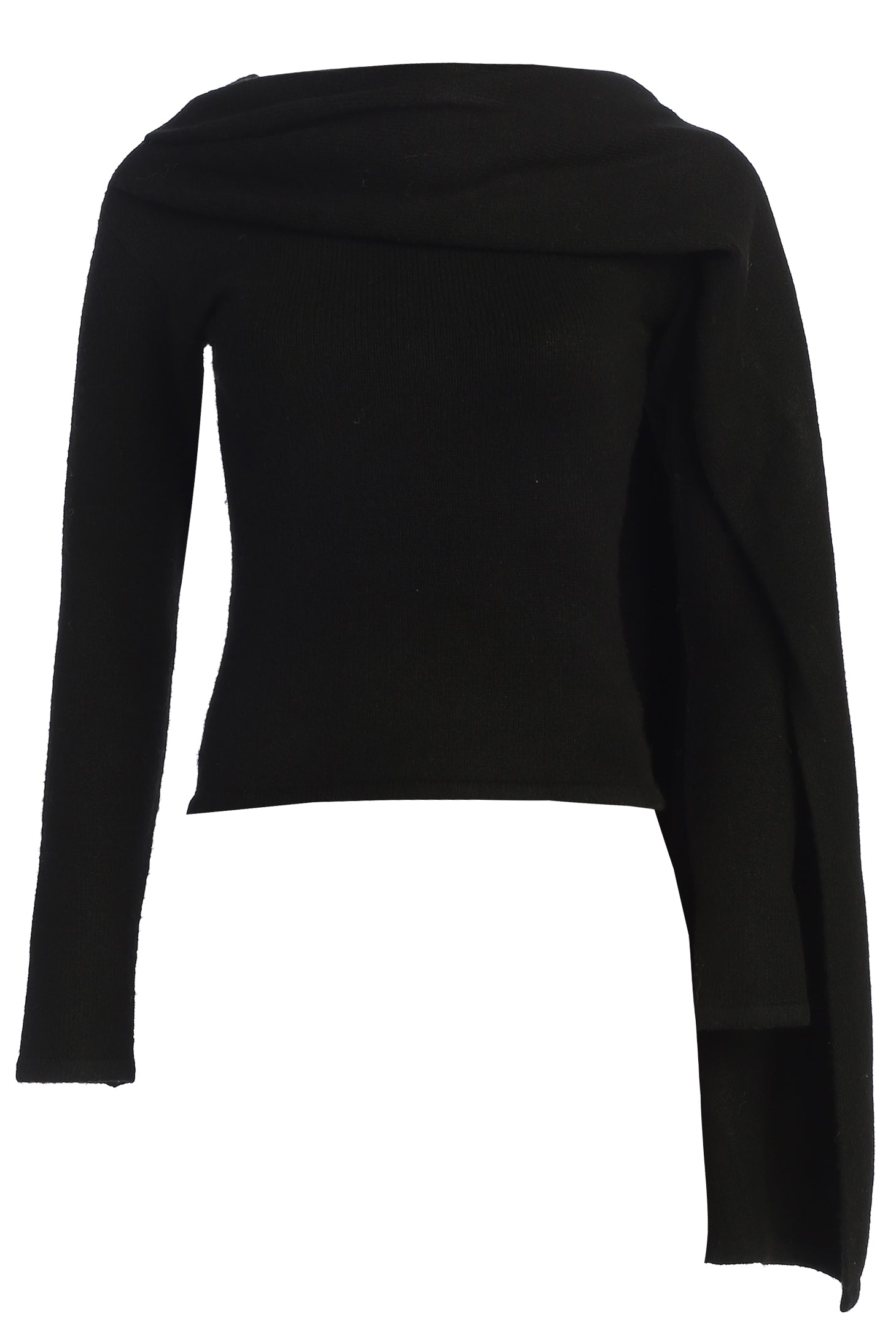 Black Ribbed Scarf Top - JLUXLABEL