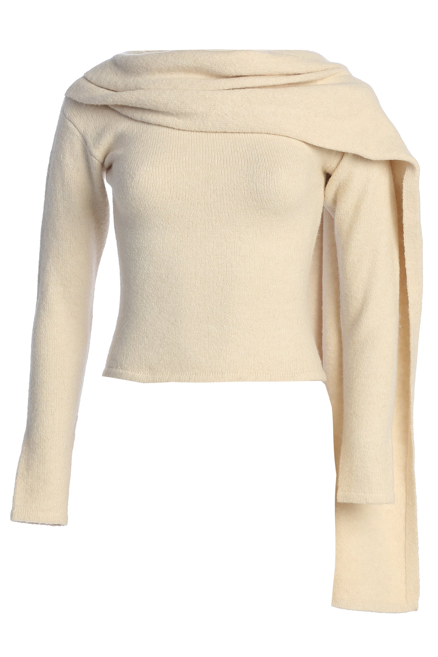 Milk Ribbed Scarf Top - JLUXLABEL