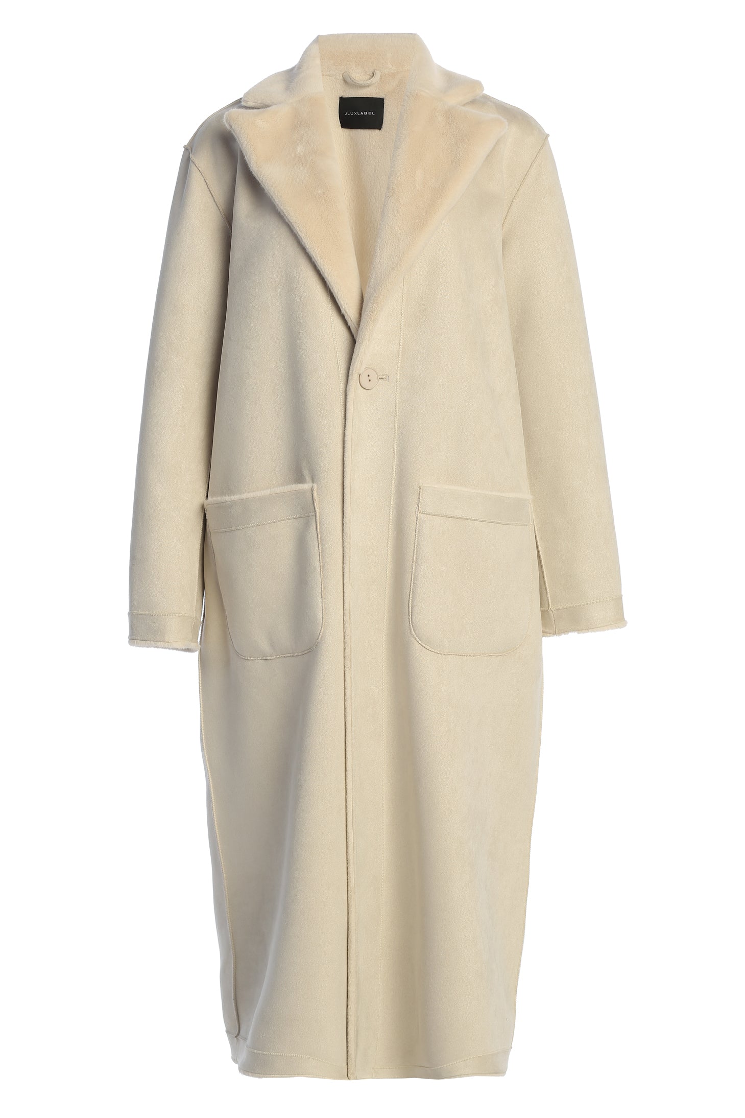 Beige Thelma Reversible Suede Coat - JLUXLABEL