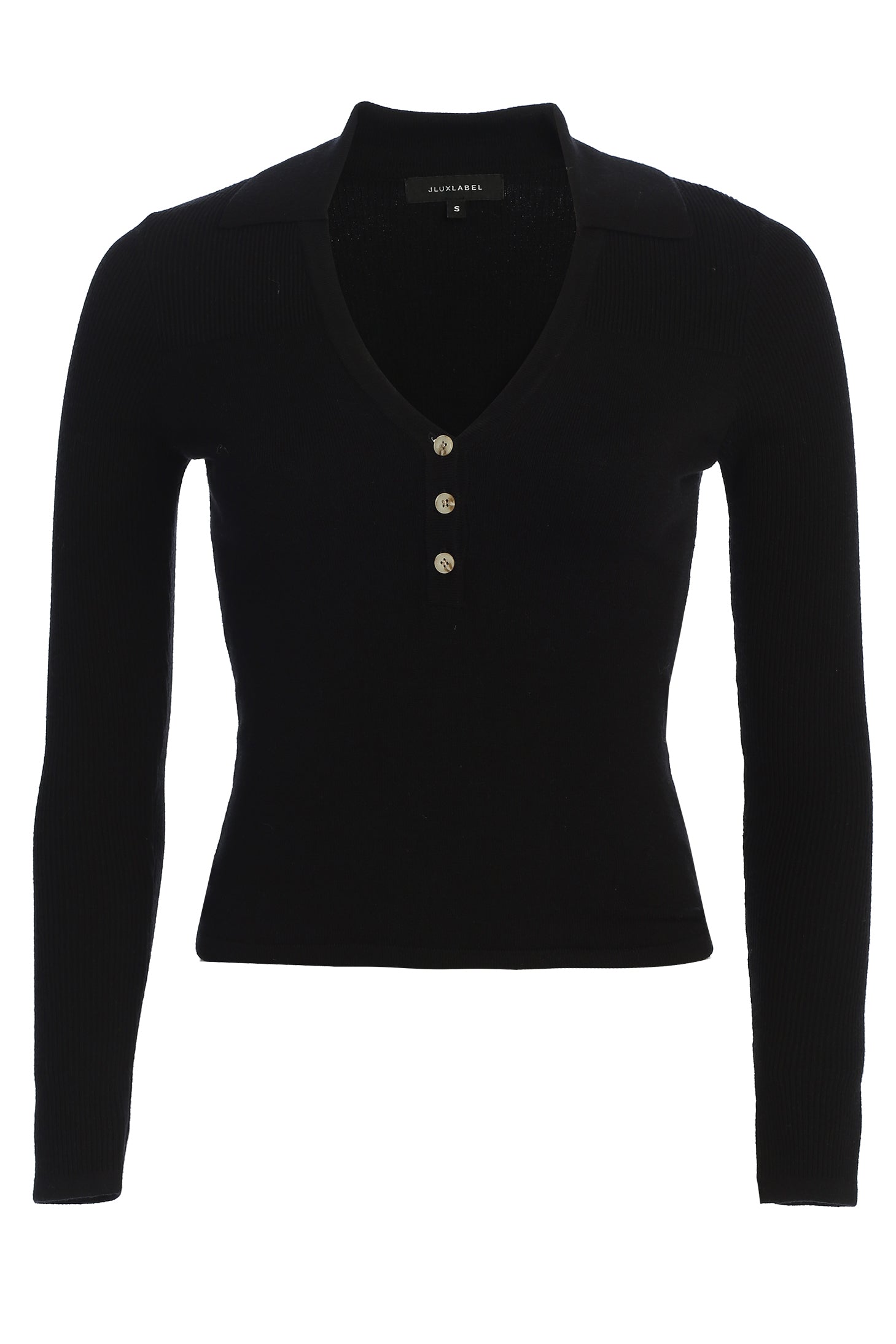 Black Ashley Collared Top - JLUXLABEL