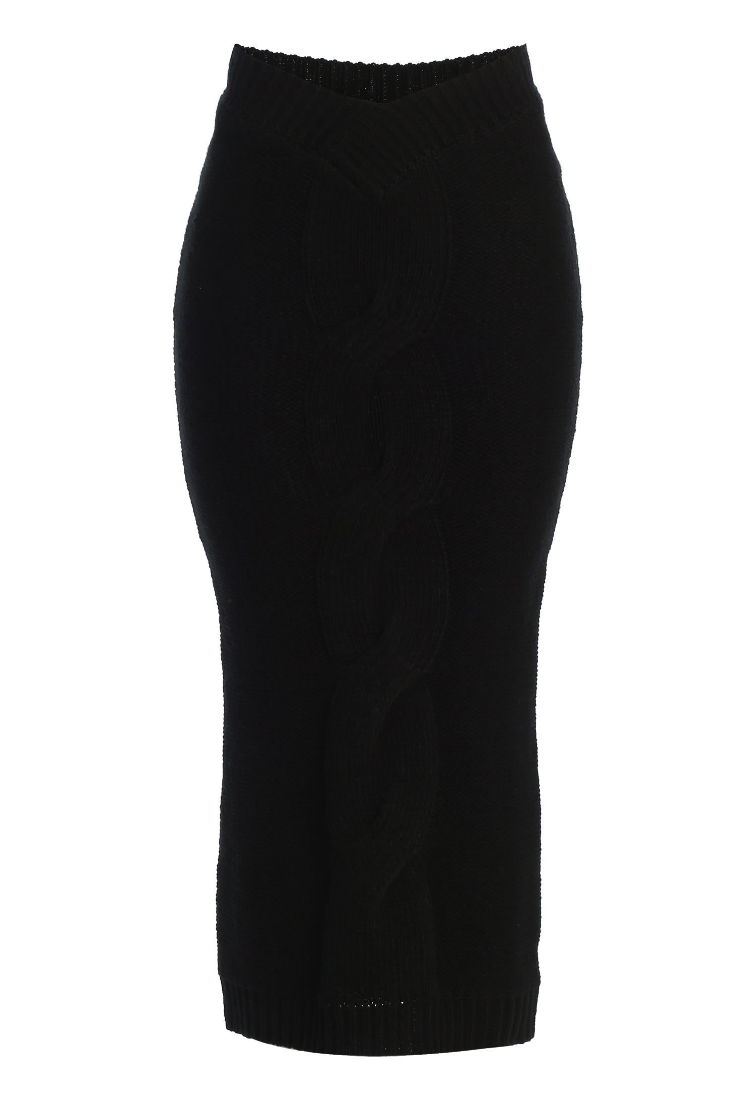 Black Merine Knit Midi Skirt - JLUXLABEL