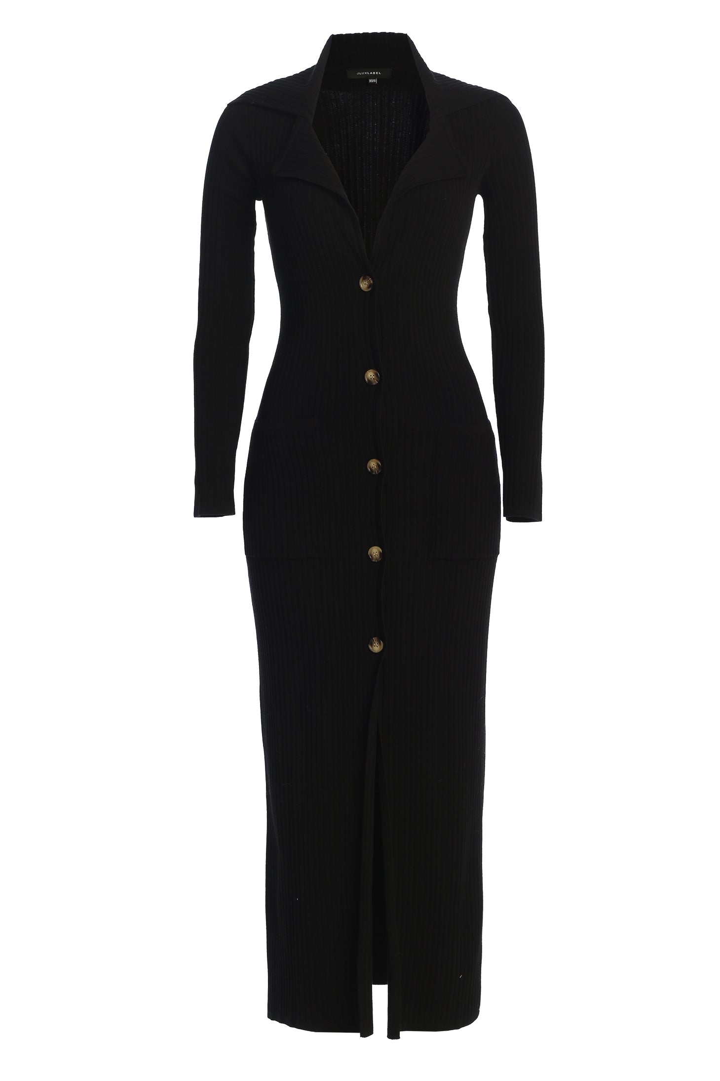 Black Lida Ribbed Duster - JLUXLABEL