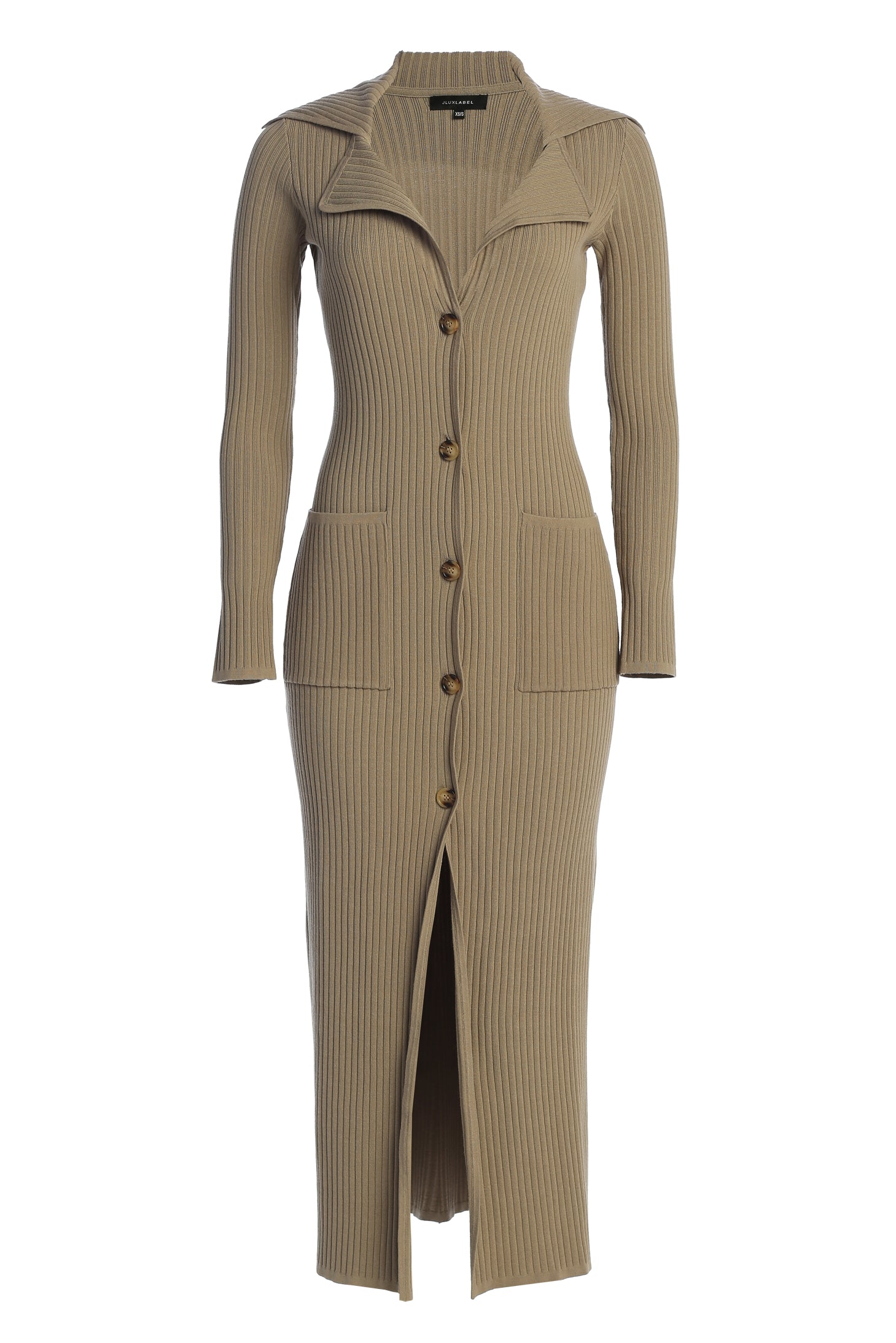 Taupe Lida Ribbed Duster - JLUXLABEL