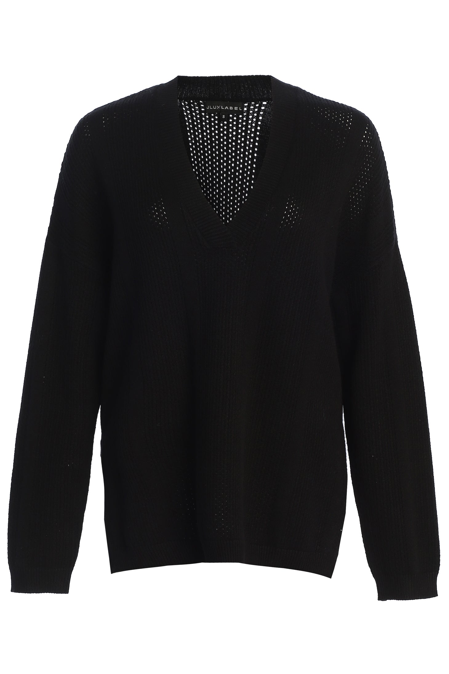 Black Estela Sweater Knit Top - JLUXLABEL