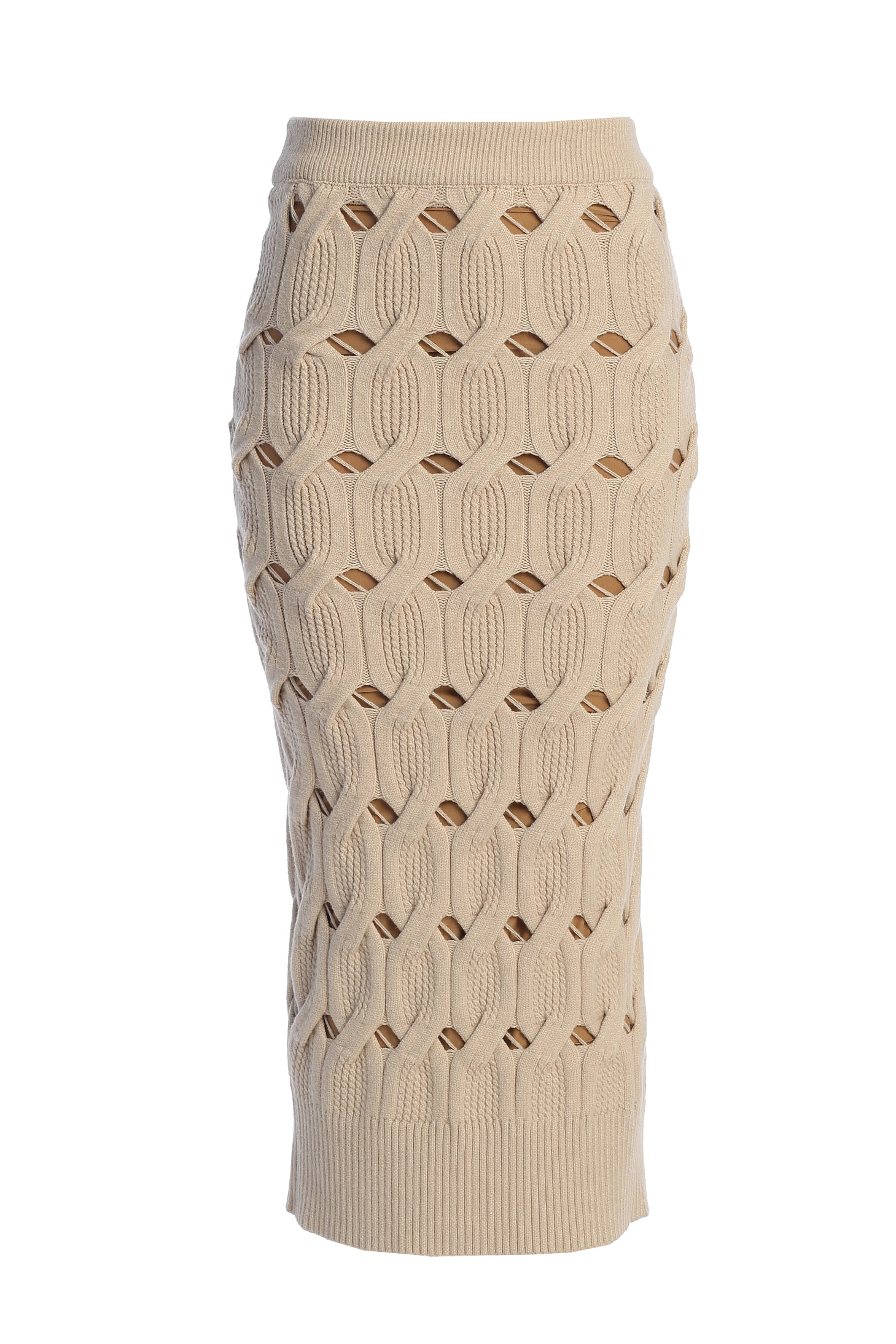 Beige Morgan Knit Maxi Skirt - JLUXLABEL