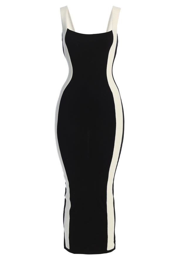 Black Donna Knit Midi Dress - JLUXLABEL