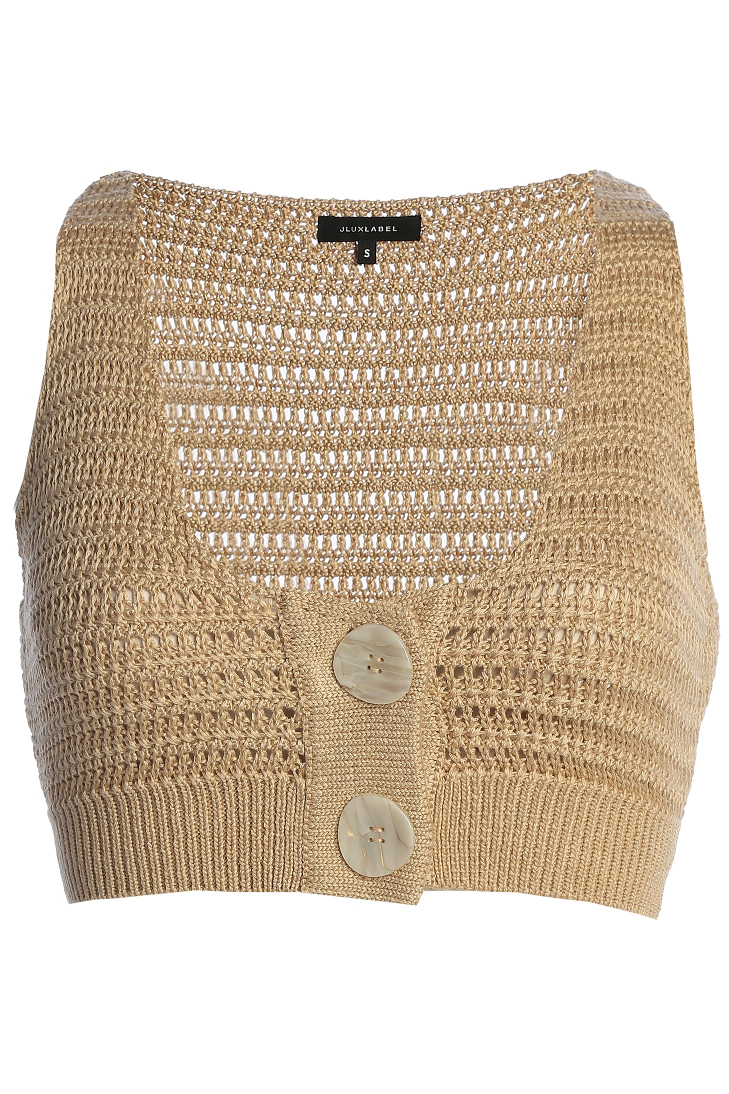 Beige Salmah Crochet Top - JLUXLABEL