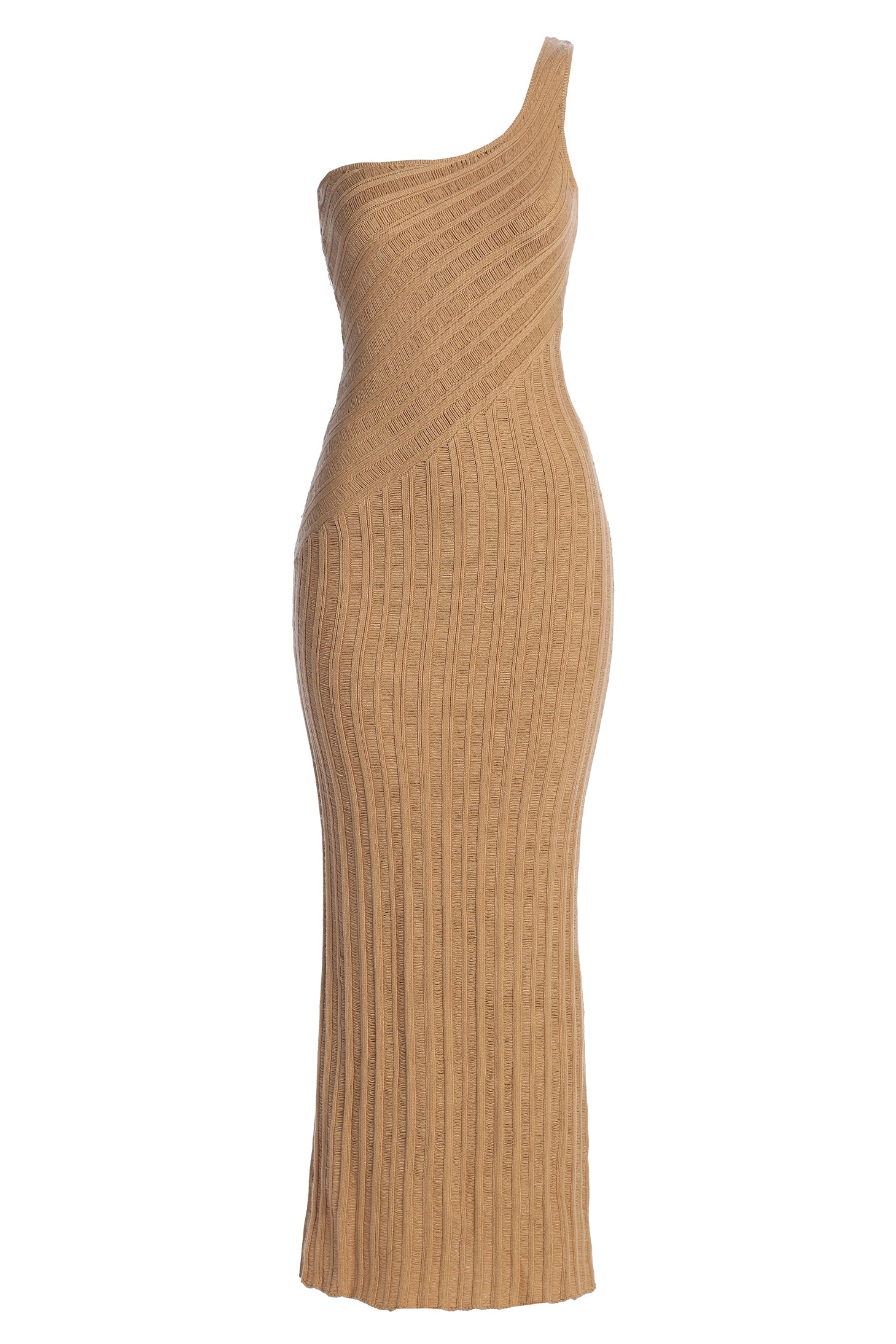 Tan Fringe Knit Maxi Dress - JLUXLABEL