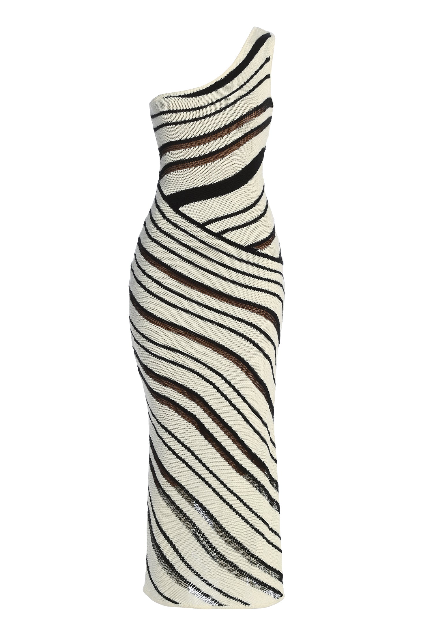 Ivory/Black Sanibel Ruched Maxi Knit Dress - JLUXLABEL