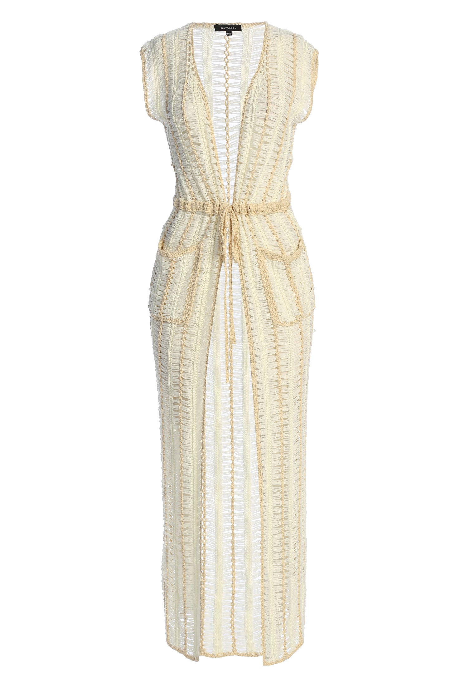 Ivory/Beige Marcelle Crochet Maxi Dress - JLUXLABEL