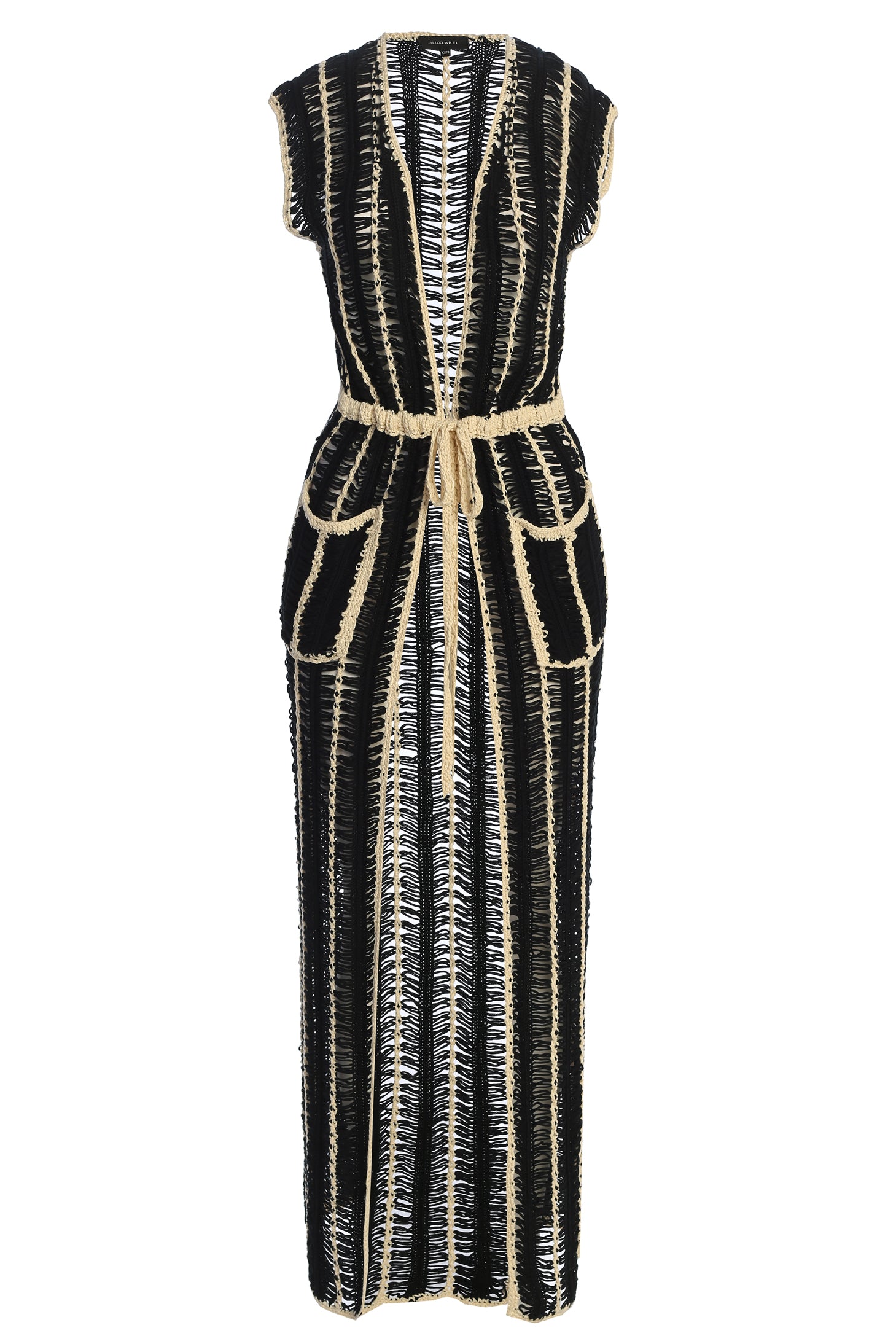 Black/Beige Marcelle Crochet Maxi Dress - JLUXLABEL