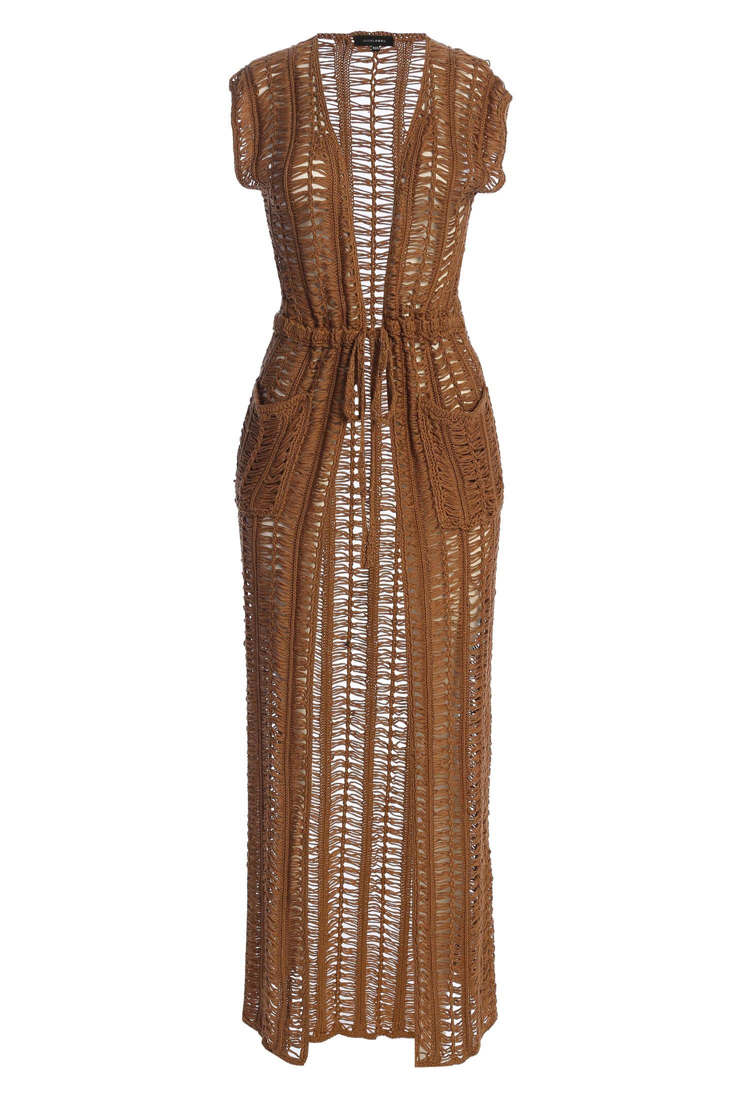 Taupe Marcelle Crochet Maxi Dress - JLUXLABEL