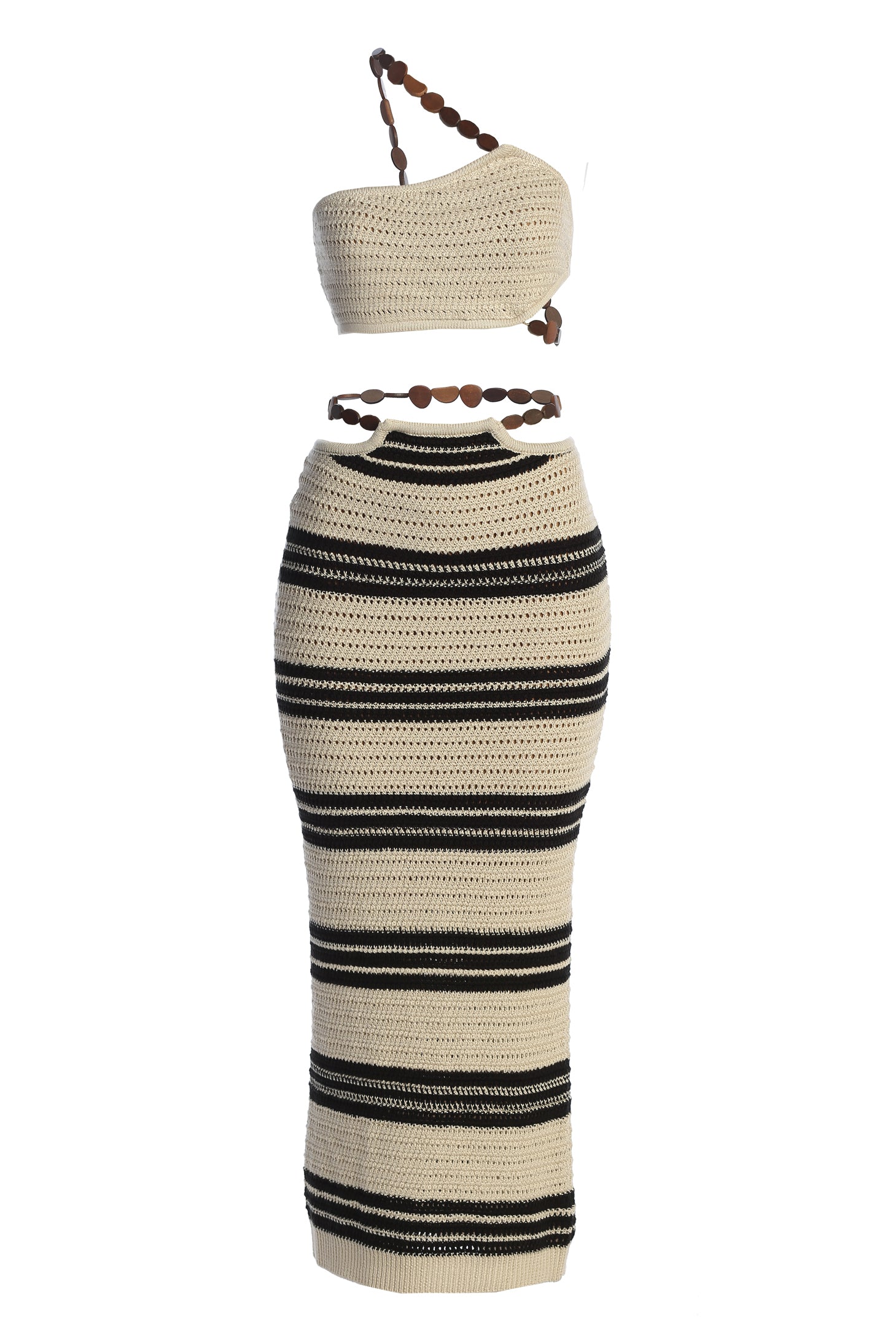 Cream/Black Isla Crochet Skirt Set - JLUXLABEL