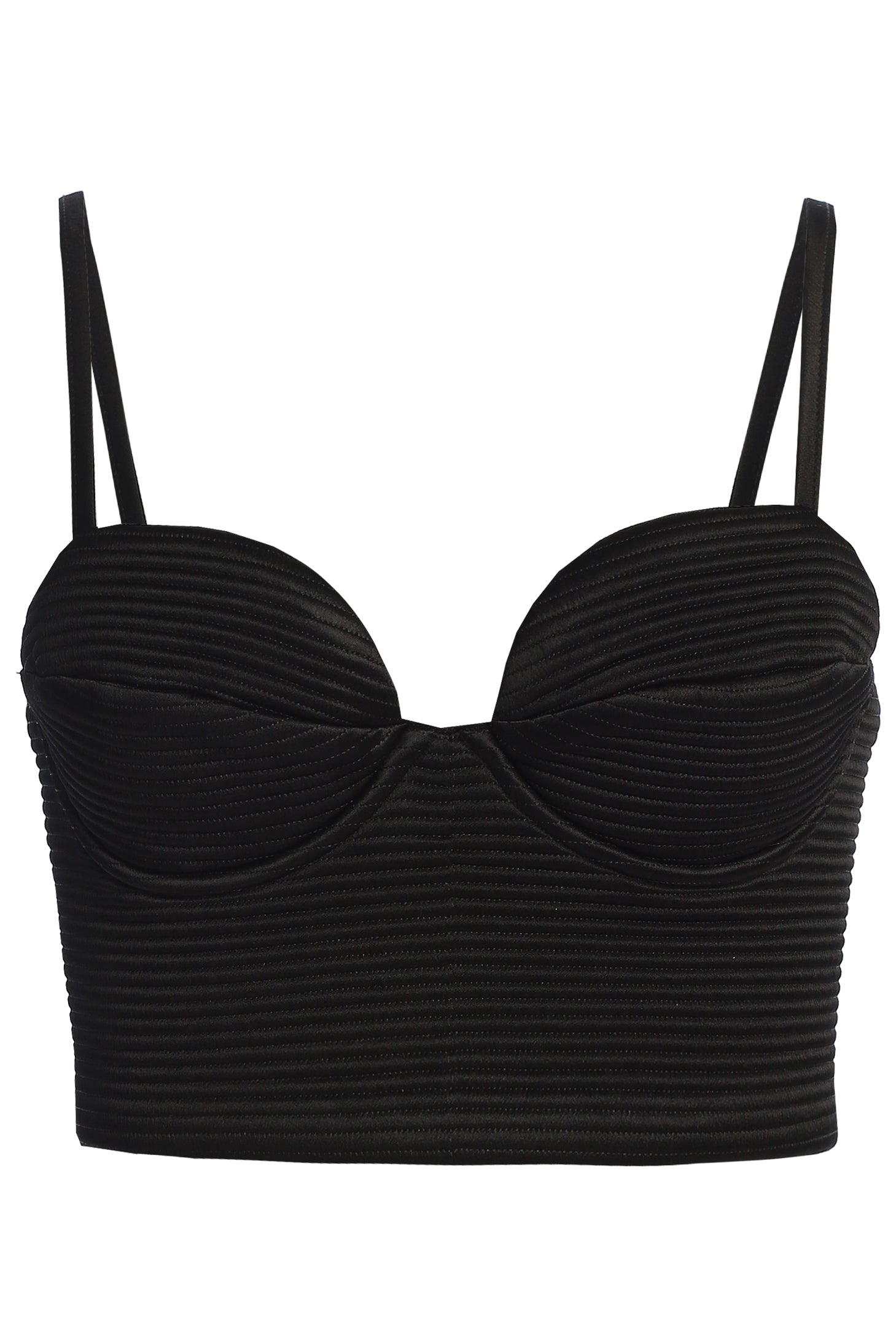 Black Thalia Textured Bustier - JLUXLABEL