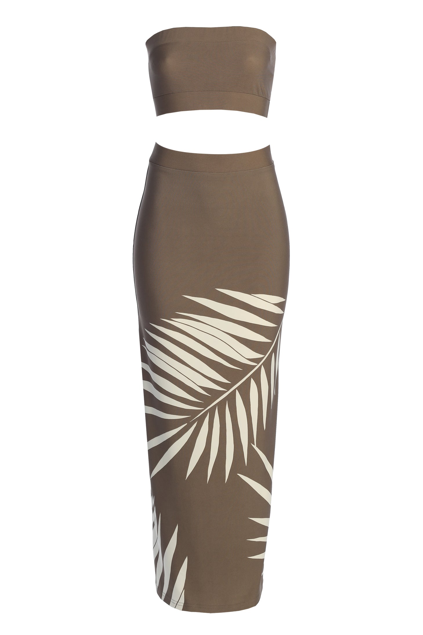 Tan Palm Print Fantasy Skirt Set - JLUXLABEL