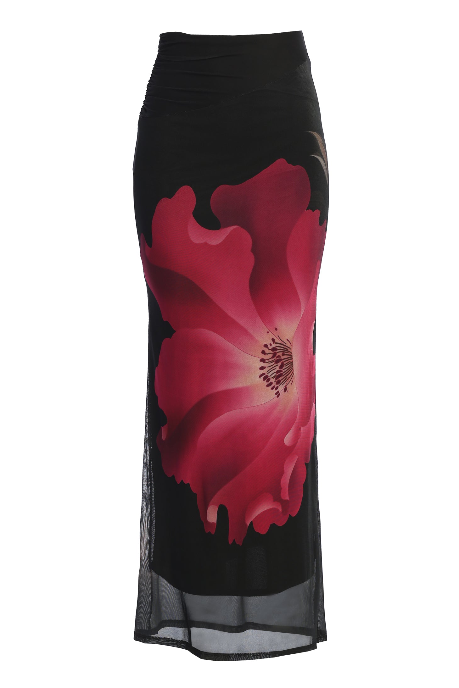 Black Floral Blooming Dawn Maxi Skirt - JLUXLABEL