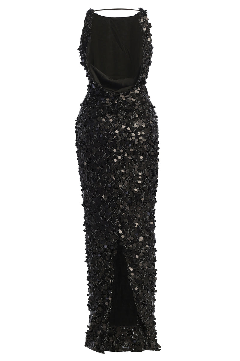 Black Sparkling Moments Sequin Maxi Dress - JLUXLABEL
