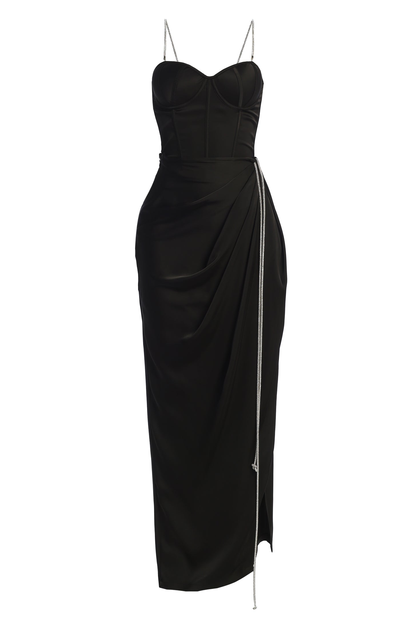 Black Olea Satin Skirt - JLUXLABEL