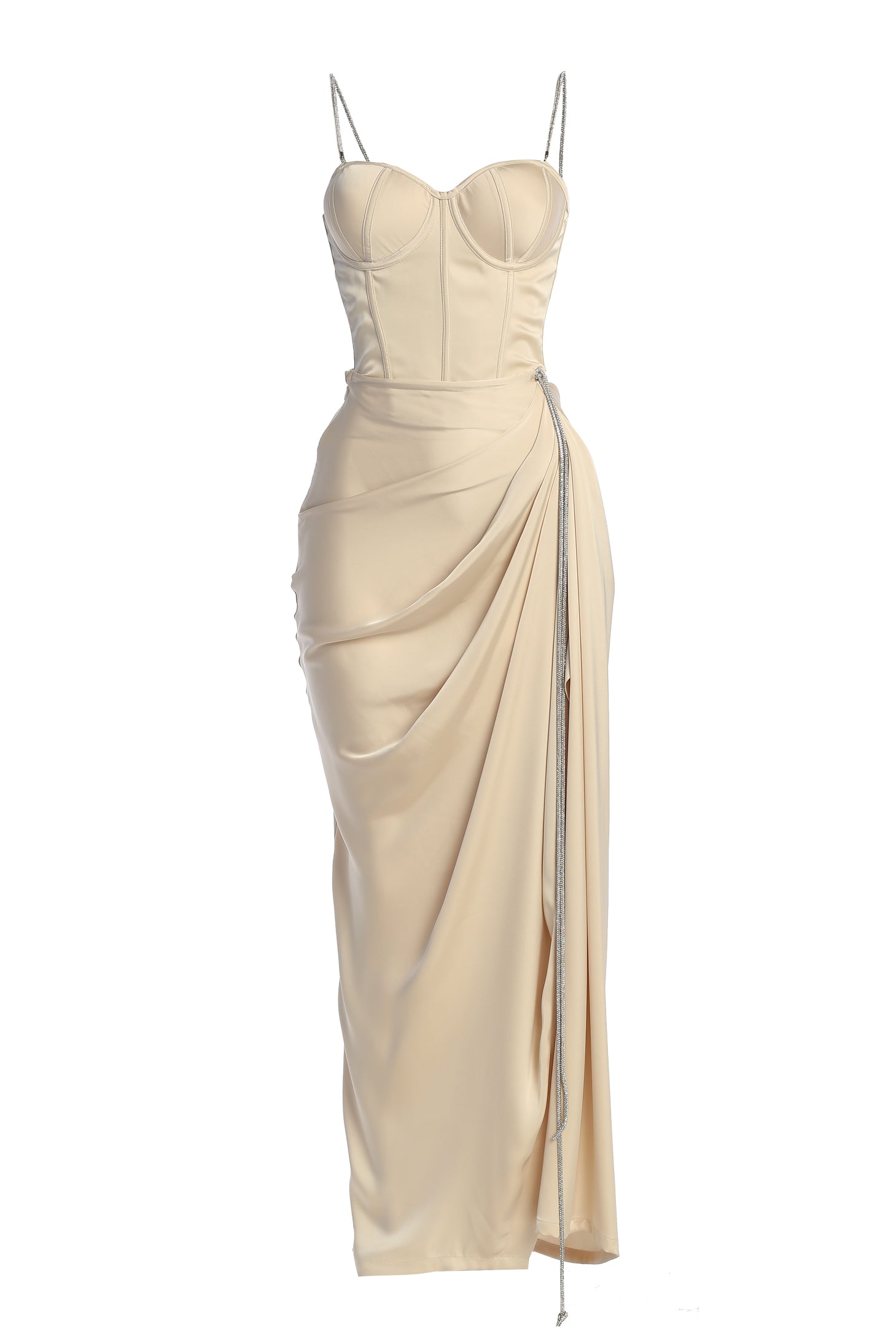 Champagne Olea Satin Skirt - JLUXLABEL