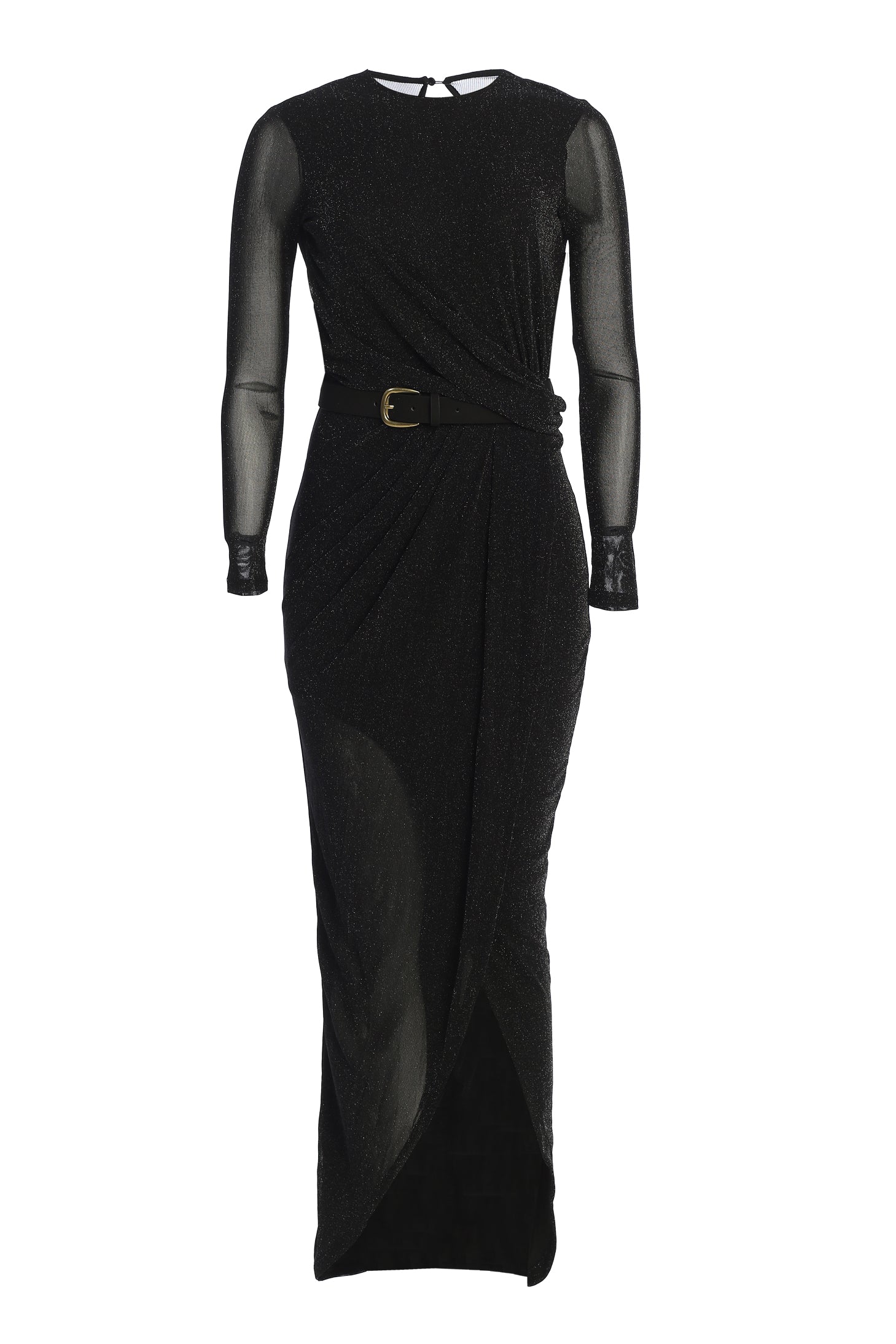 Black Araceli Gathered Maxi Dress - JLUXLABEL