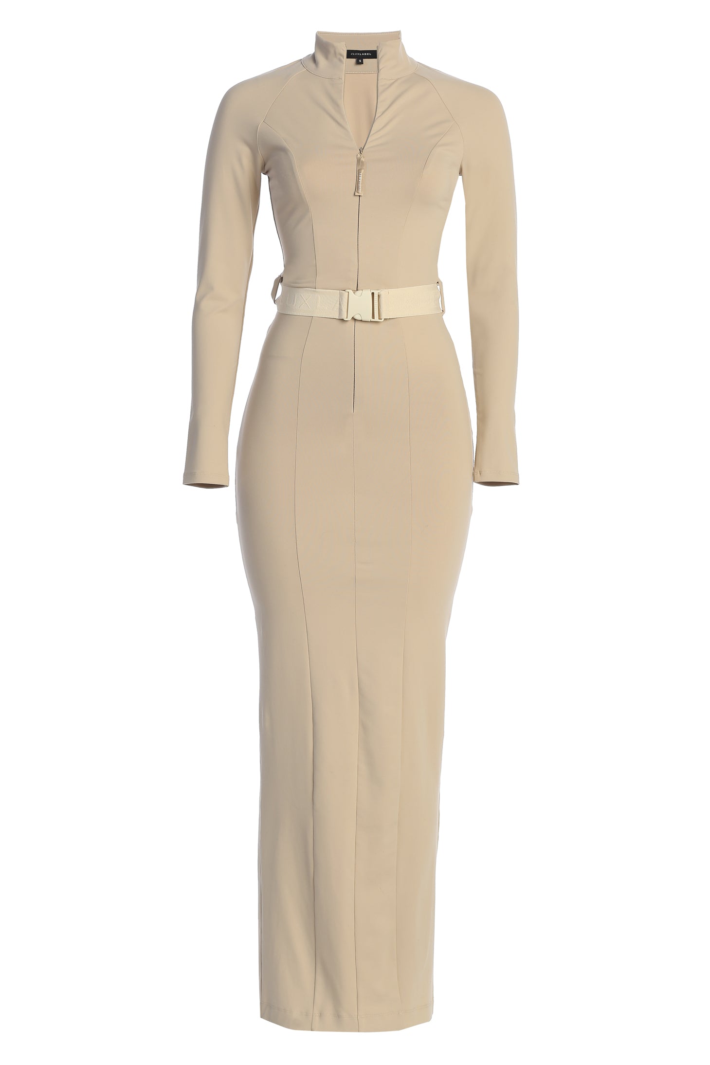 Beige Movement Mock Maxi Dress - JLUXLABEL
