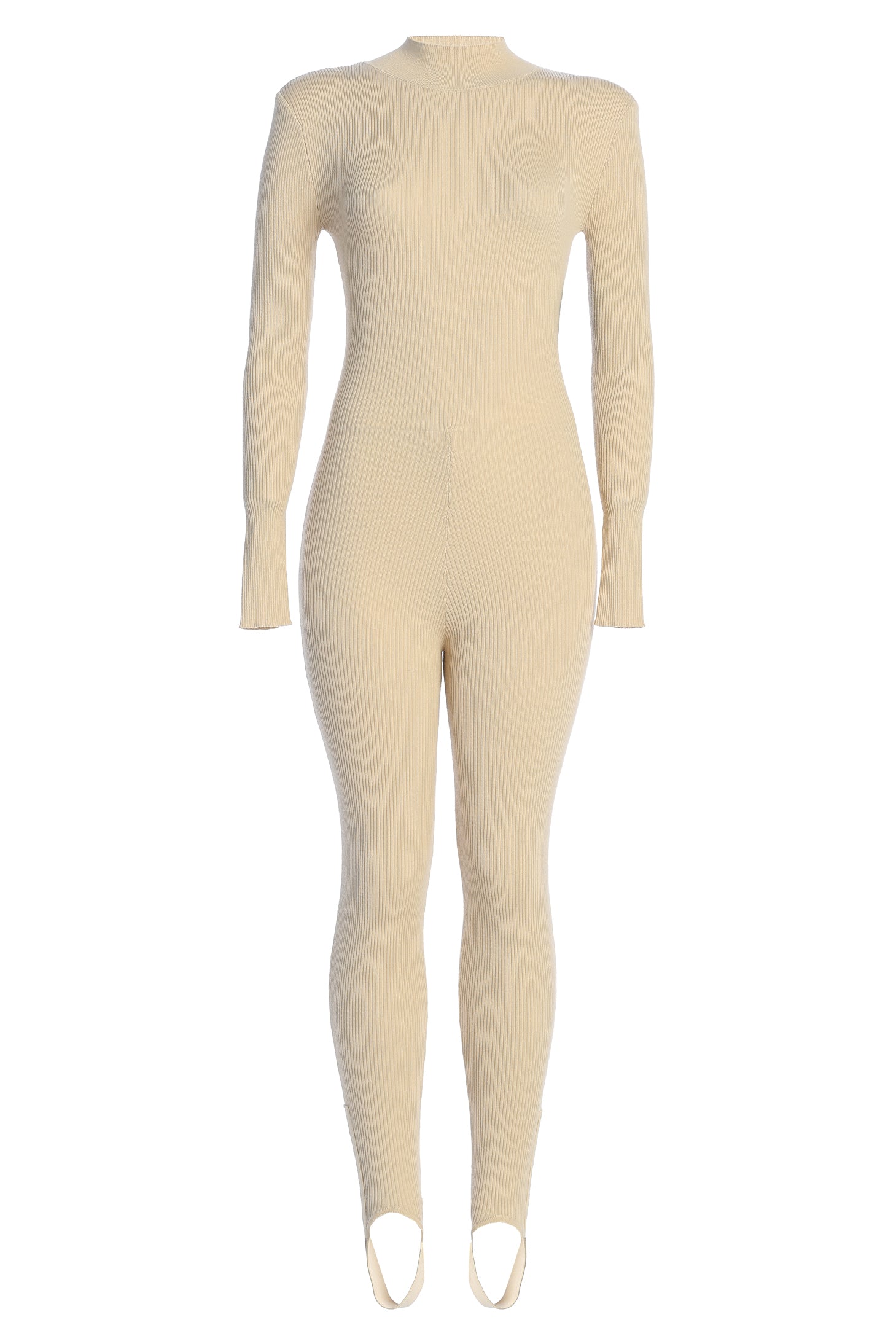 Beige Minna Mock Neck Jumpsuit - JLUXLABEL