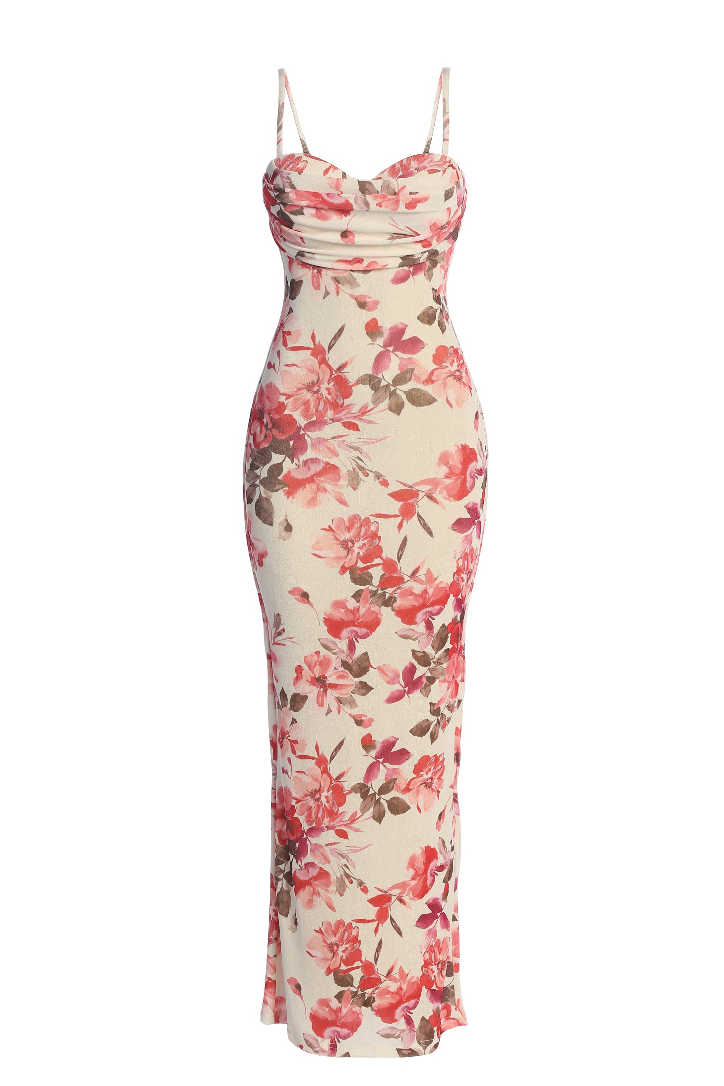 Ivory Floral Slinky Visions Of You Maxi Dress - JLUXLABEL