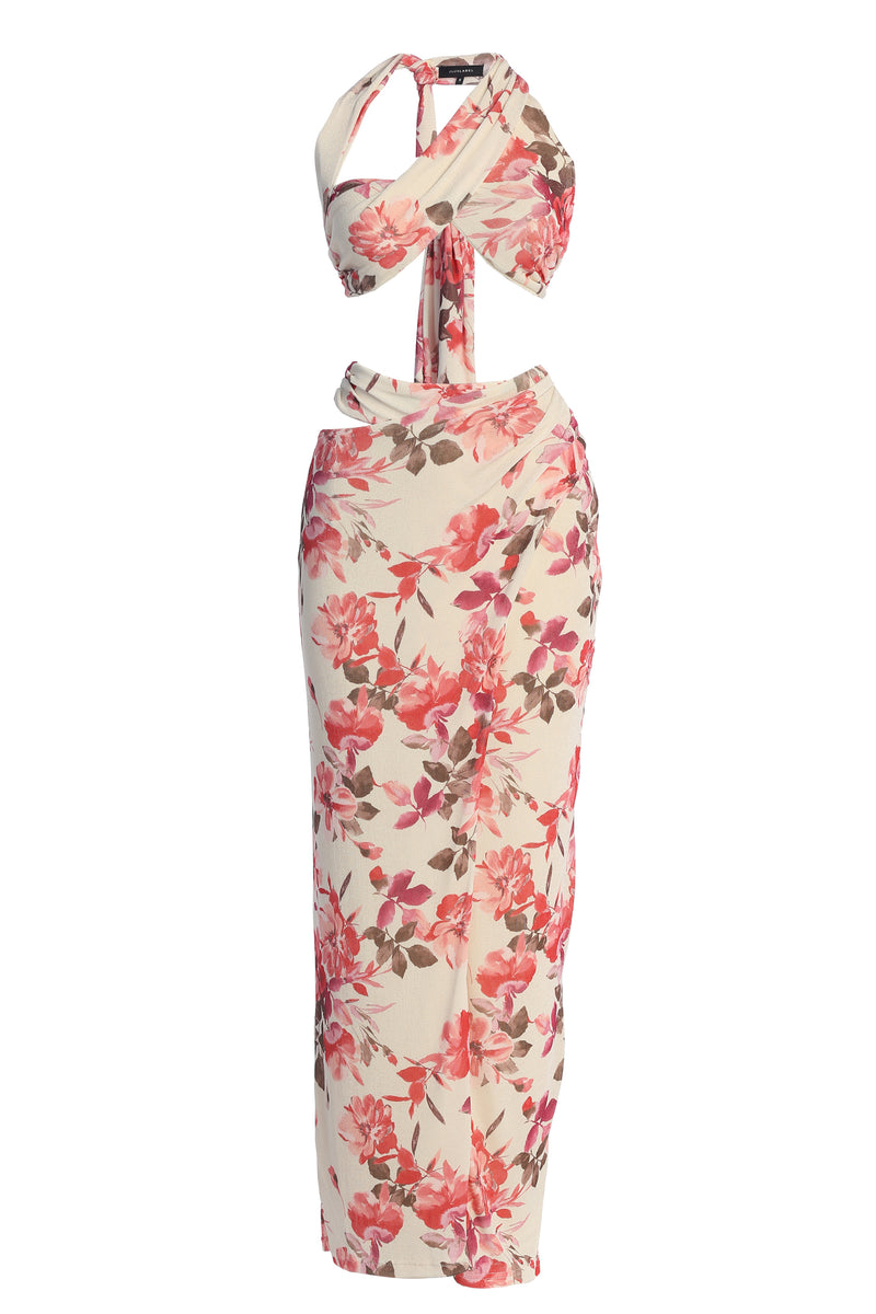 Ivory FLORAL NEW AGE TWO PIECE SKIRT SET - JLUXLABEL