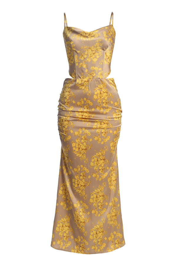 Yellow Floral Dorada Print Skirt Set - JLUXLABEL