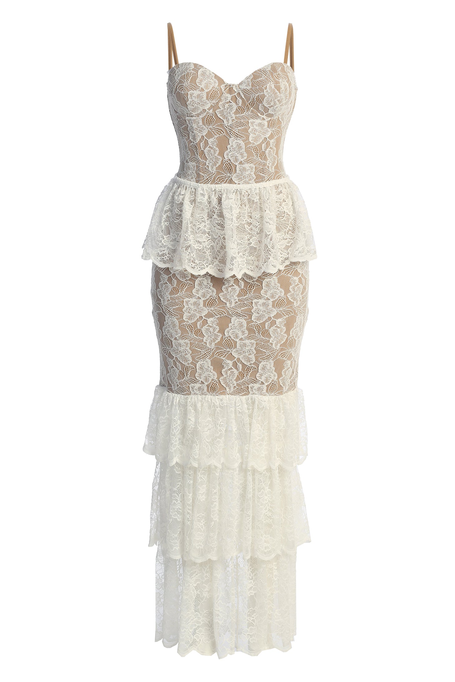 Ivory Fairytale Ending Lace Maxi Dress - JLUXLABEL