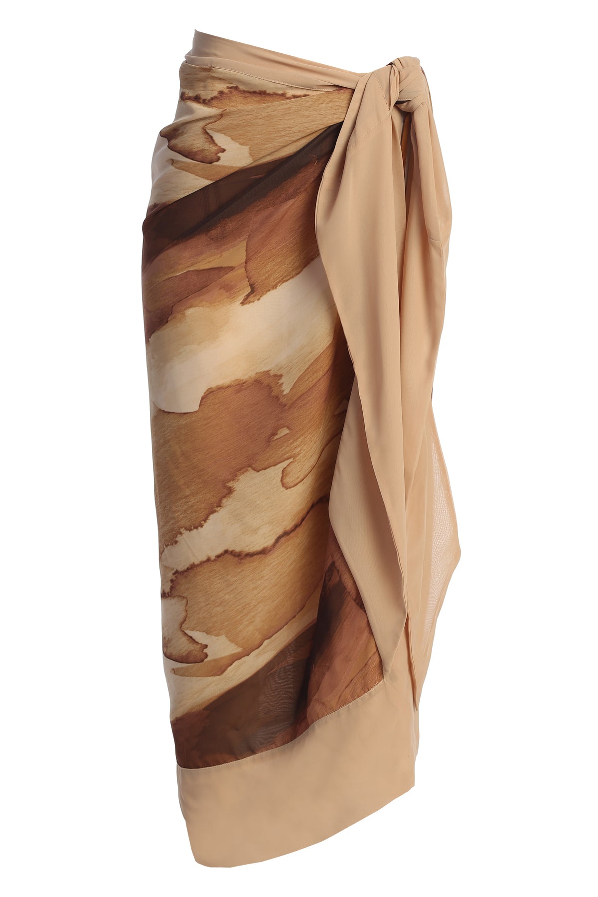 Tan Abstract Marine Print Sarong - JLUXLABEL