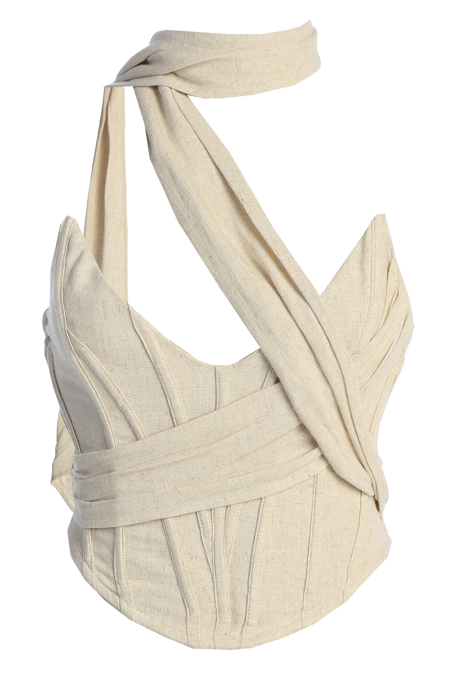 Natural Coastal Bliss Linen Bustier - JLUXLABEL