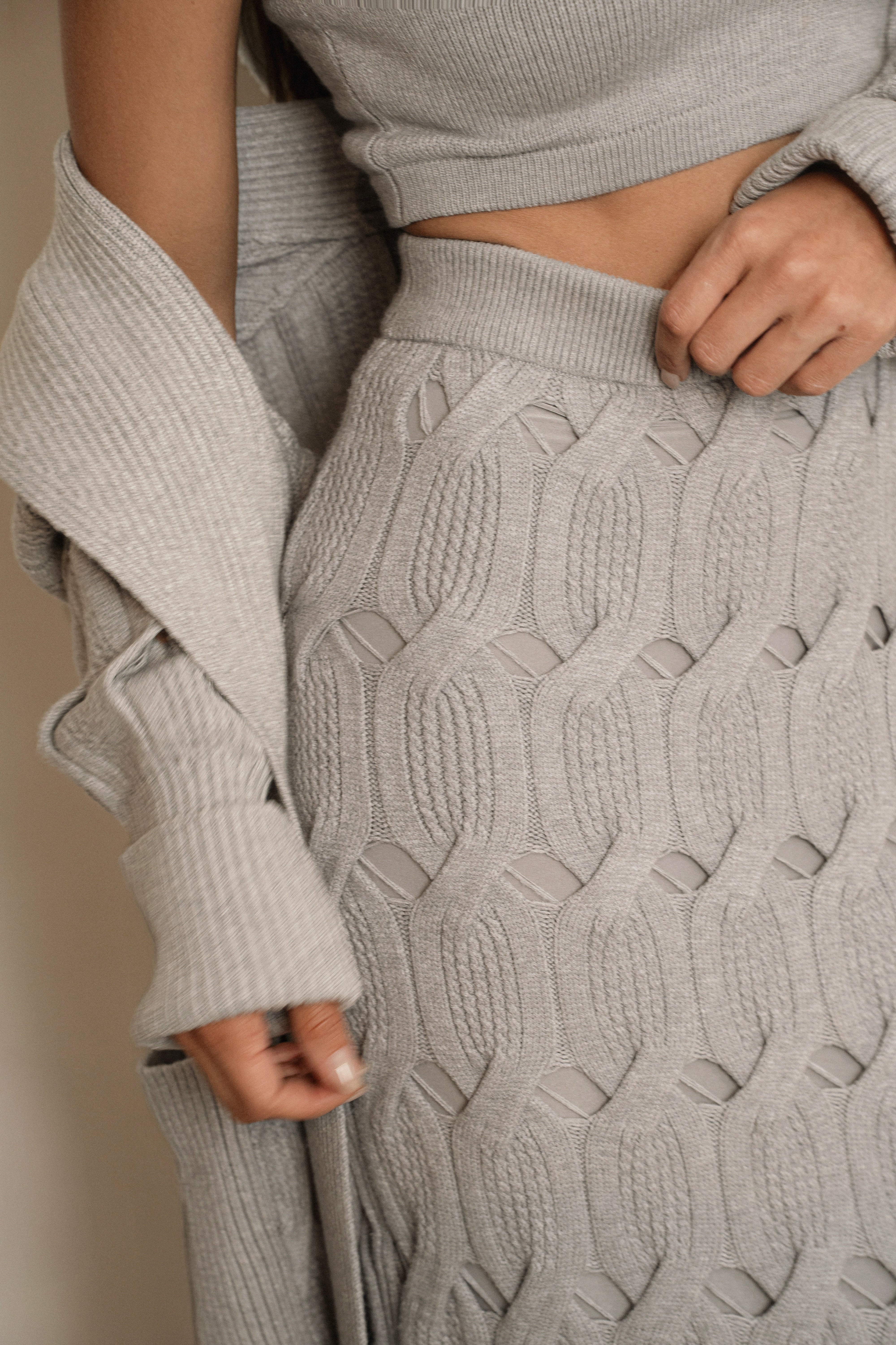 Heather Grey Morgan Knit Maxi Skirt - JLUXLABEL