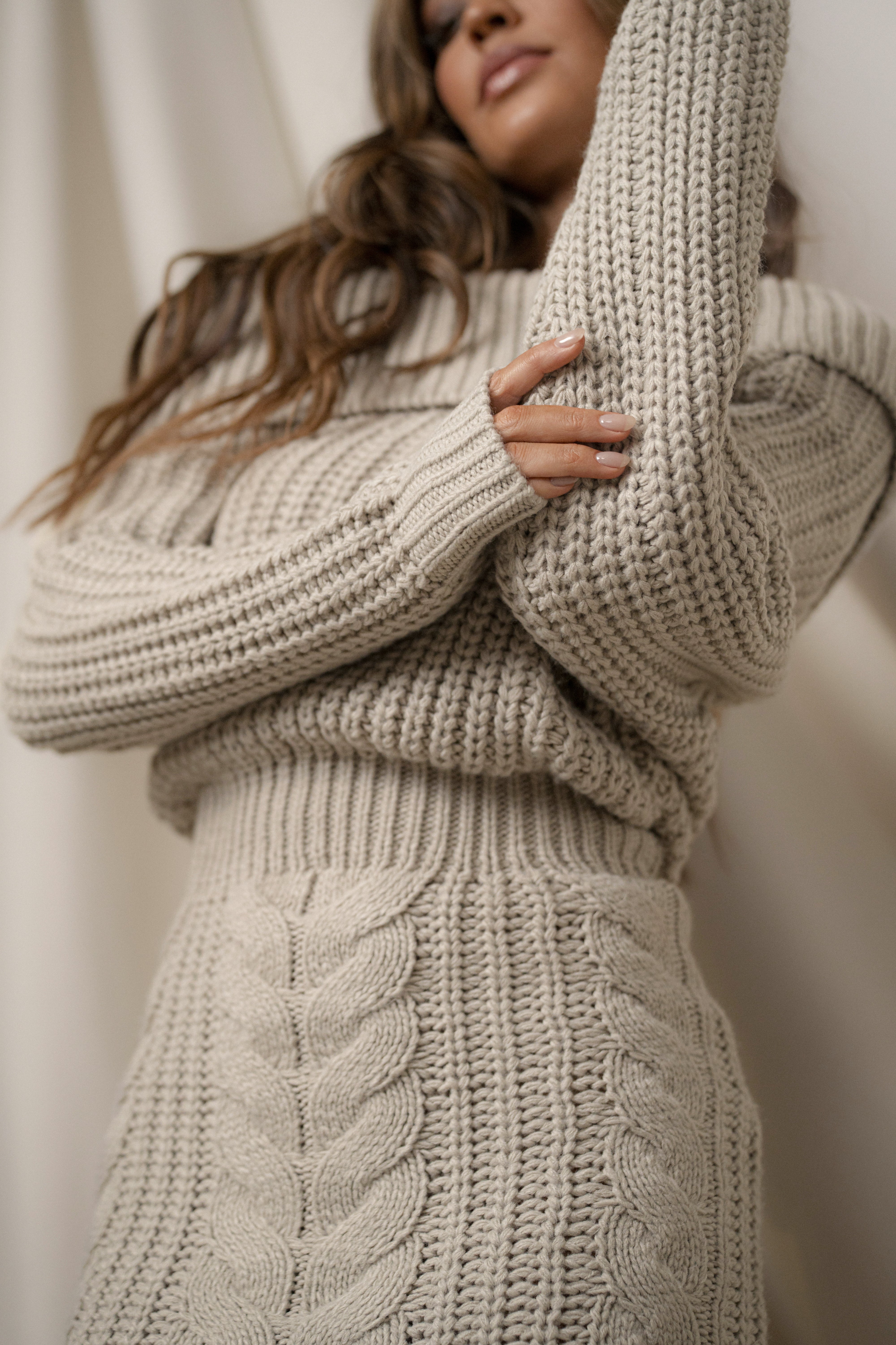 Stone Monette Cable Knit Dress - JLUXLABEL